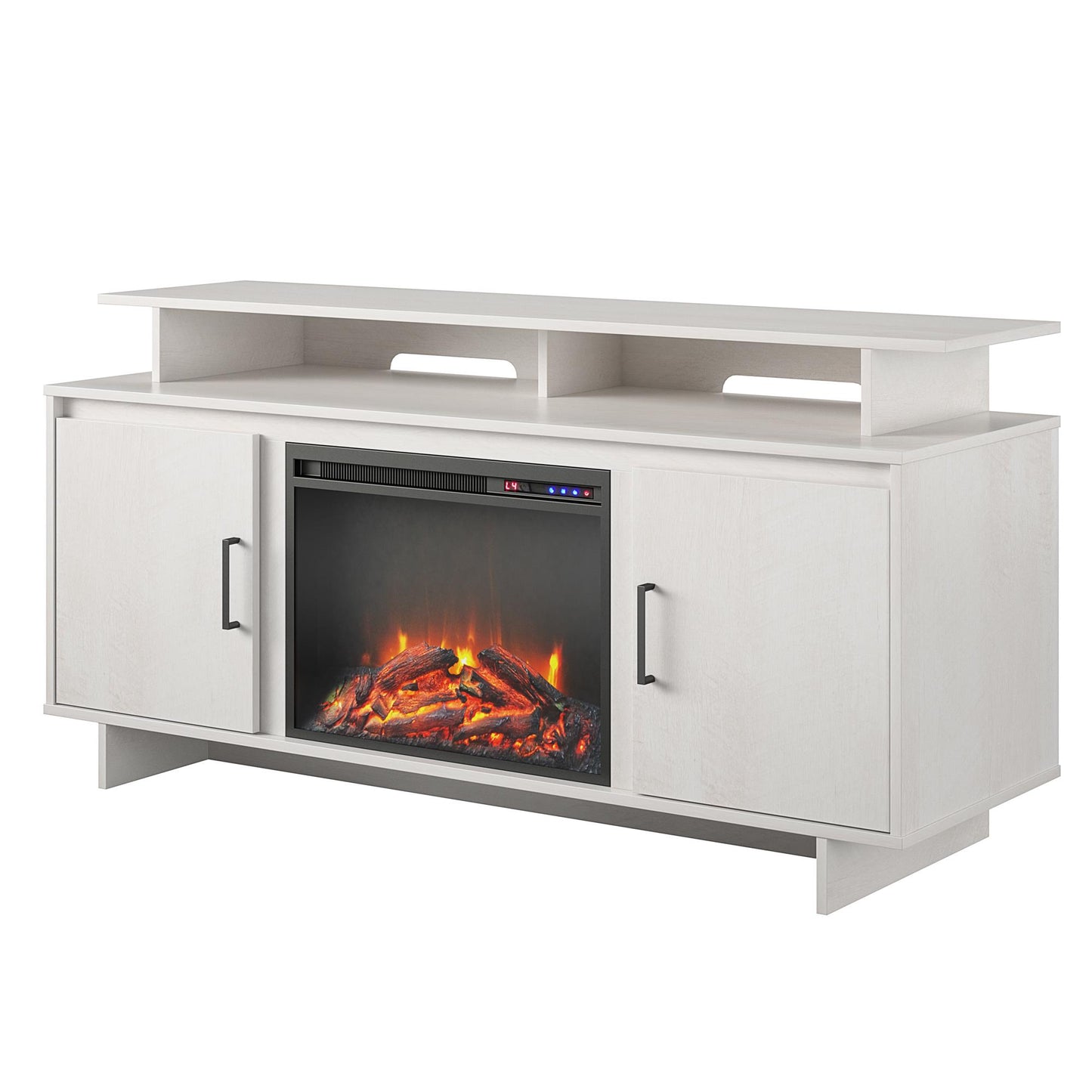 Merritt Avenue Electric Fireplace TV Console with 2 Storage Cabinets for TVs up to 74" - Ivory Oak