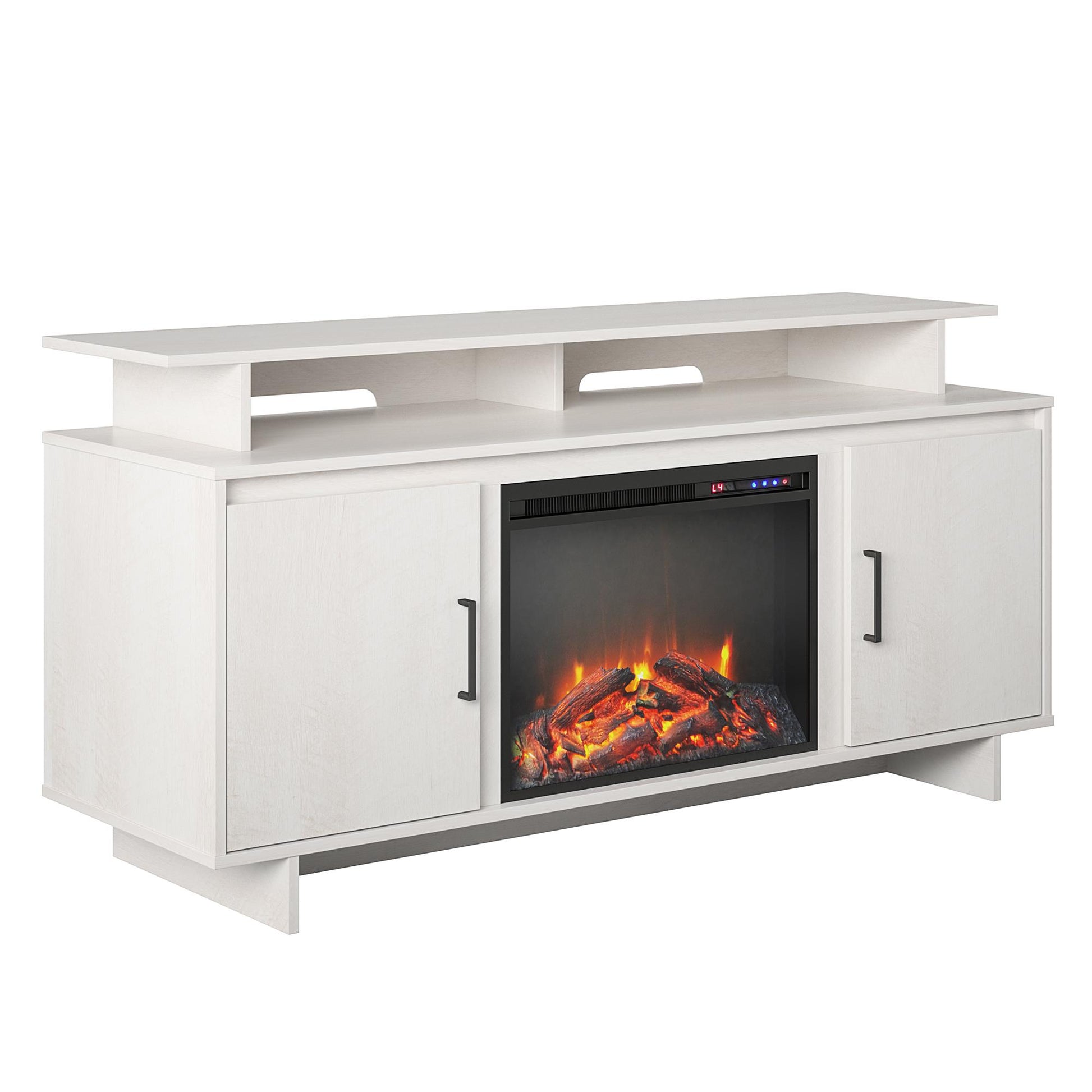 Merritt Avenue Electric Fireplace TV Console with 2 Storage Cabinets for TVs up to 74" - Ivory Oak