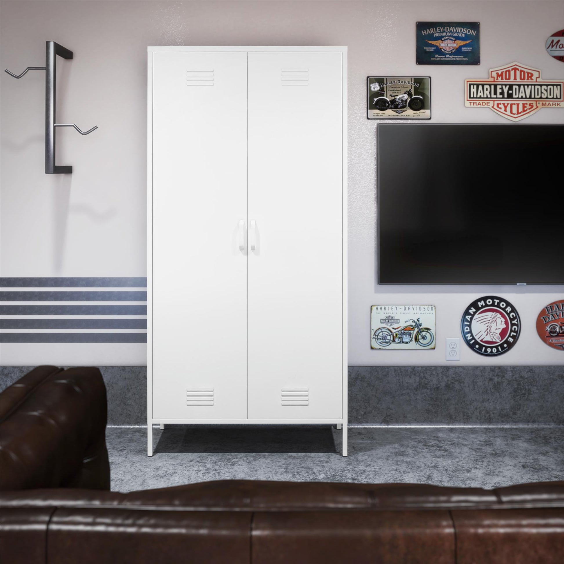 Shadwick Tall 2 Door Closed Metal Storage Locker Cabinet - White