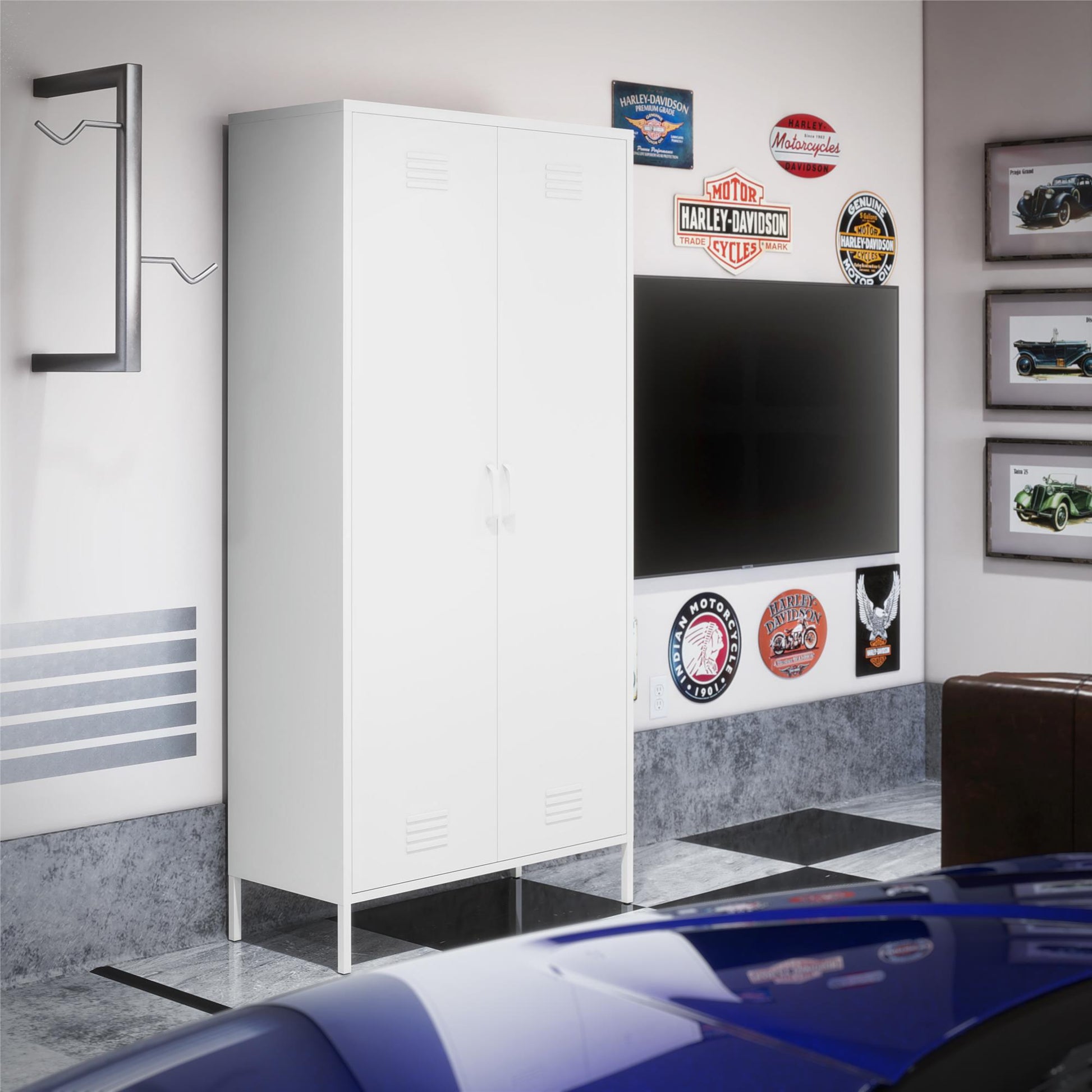 Shadwick Tall 2 Door Closed Metal Storage Locker Cabinet - White