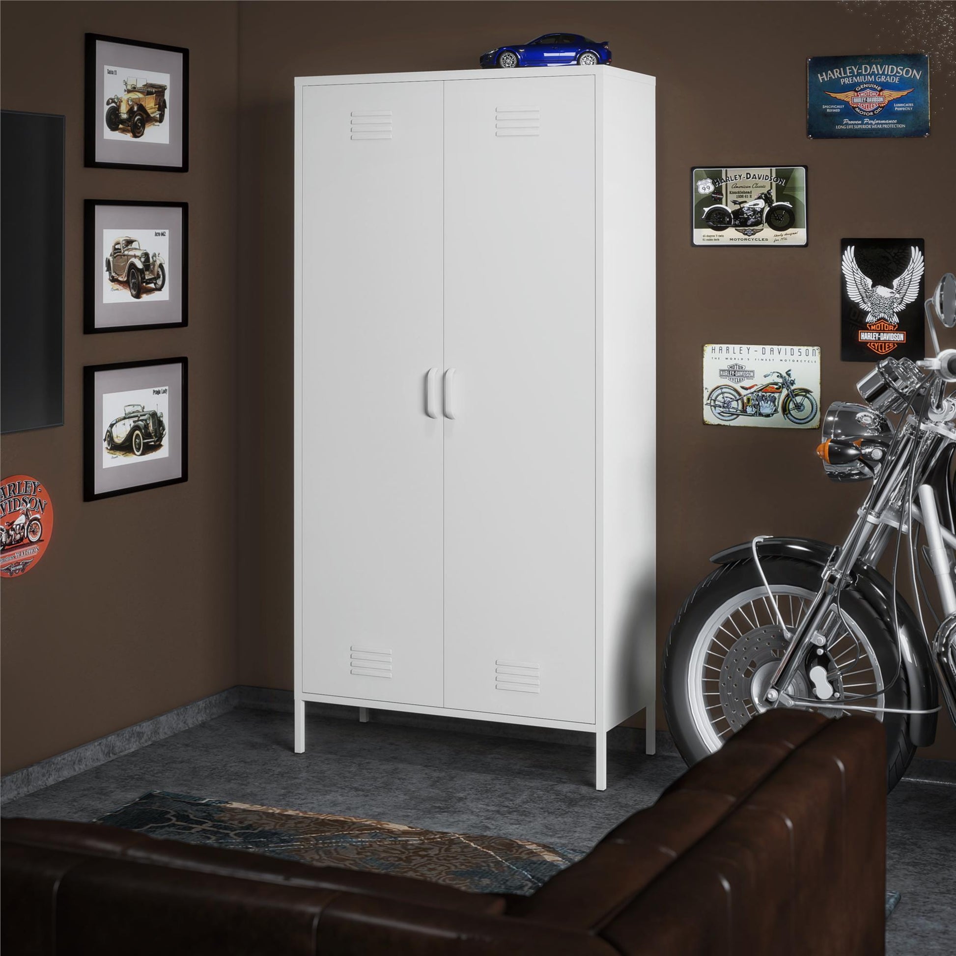 Shadwick Tall 2 Door Closed Metal Storage Locker Cabinet - White