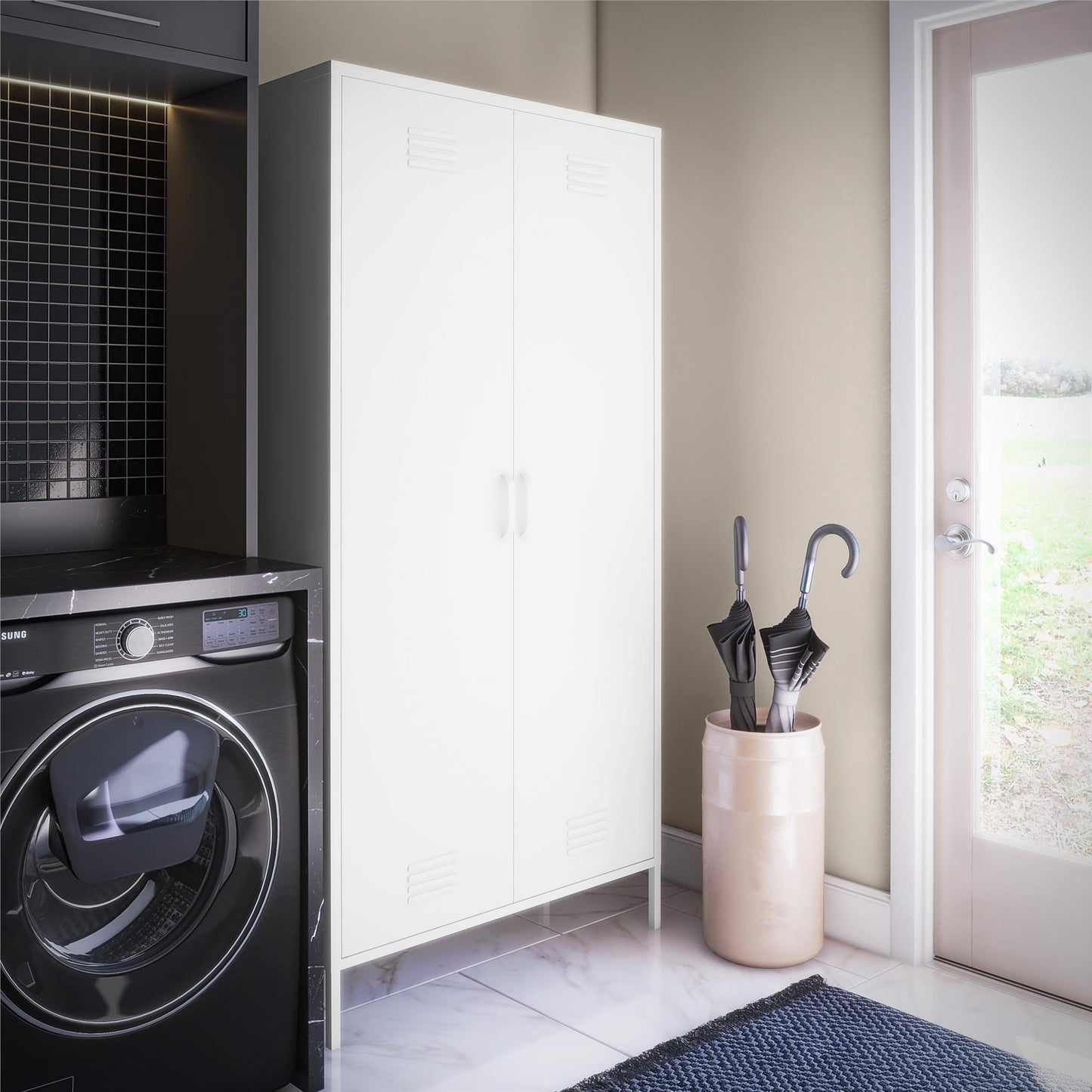 Shadwick Tall 2 Door Closed Metal Storage Locker Cabinet - White