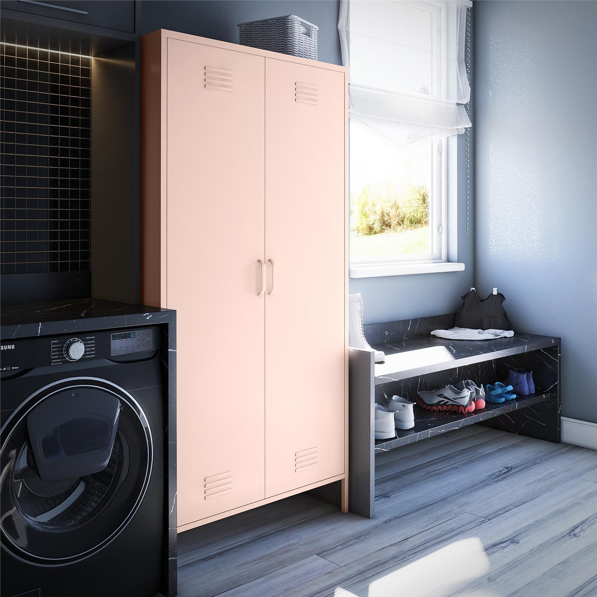 Shadwick Tall 2 Door Closed Metal Storage Locker Cabinet - Pale Pink