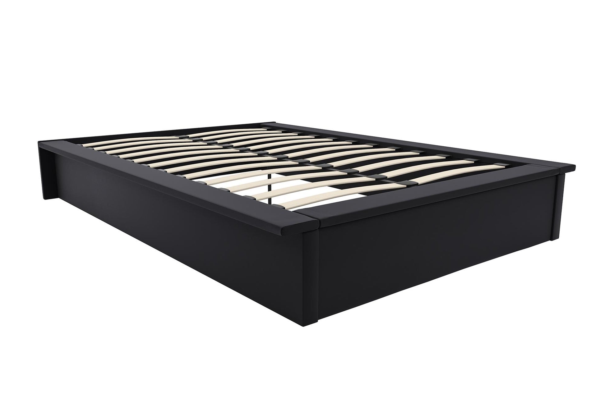 Maven Upholstered Bed with Modern Low Profile Design - Black - Full