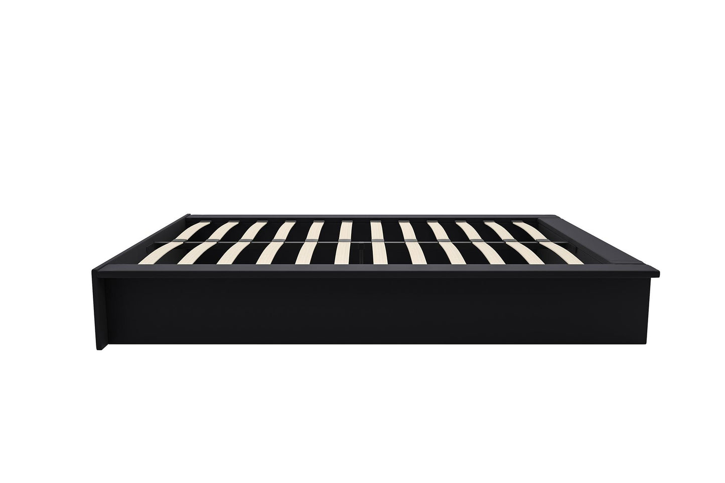 Maven Upholstered Bed with Modern Low Profile Design - Black - Full