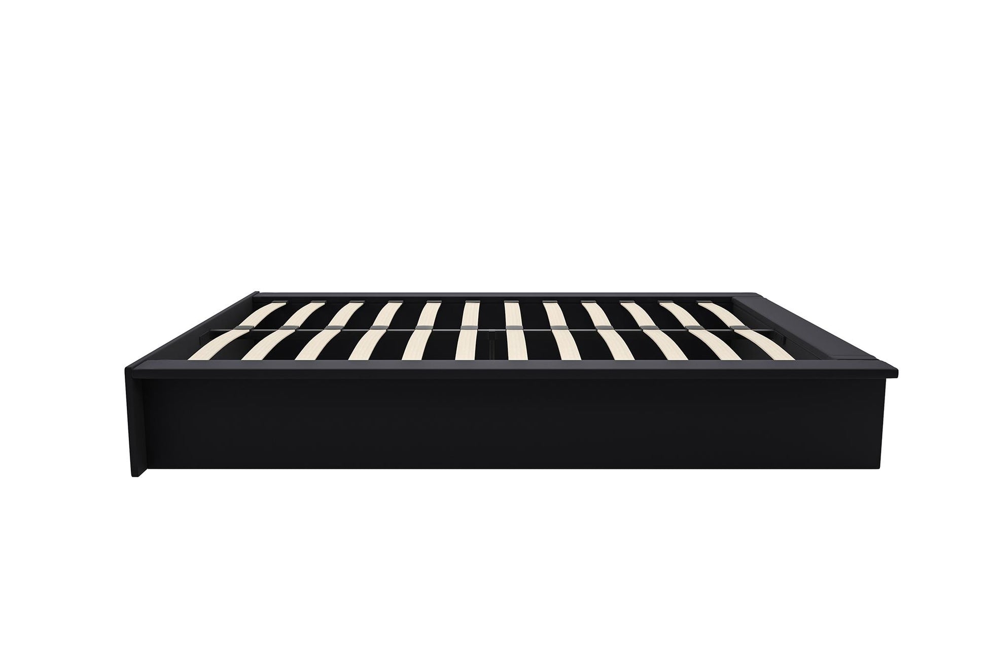 Maven Upholstered Bed with Modern Low Profile Design - Black - Full