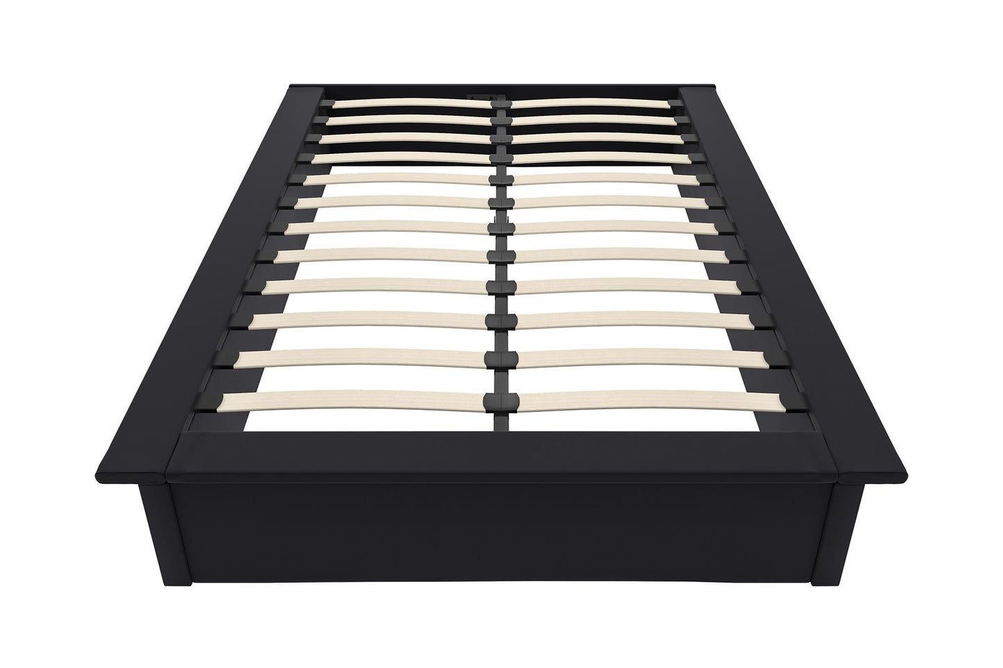 Maven Upholstered Bed with Modern Low Profile Design - Black - Full