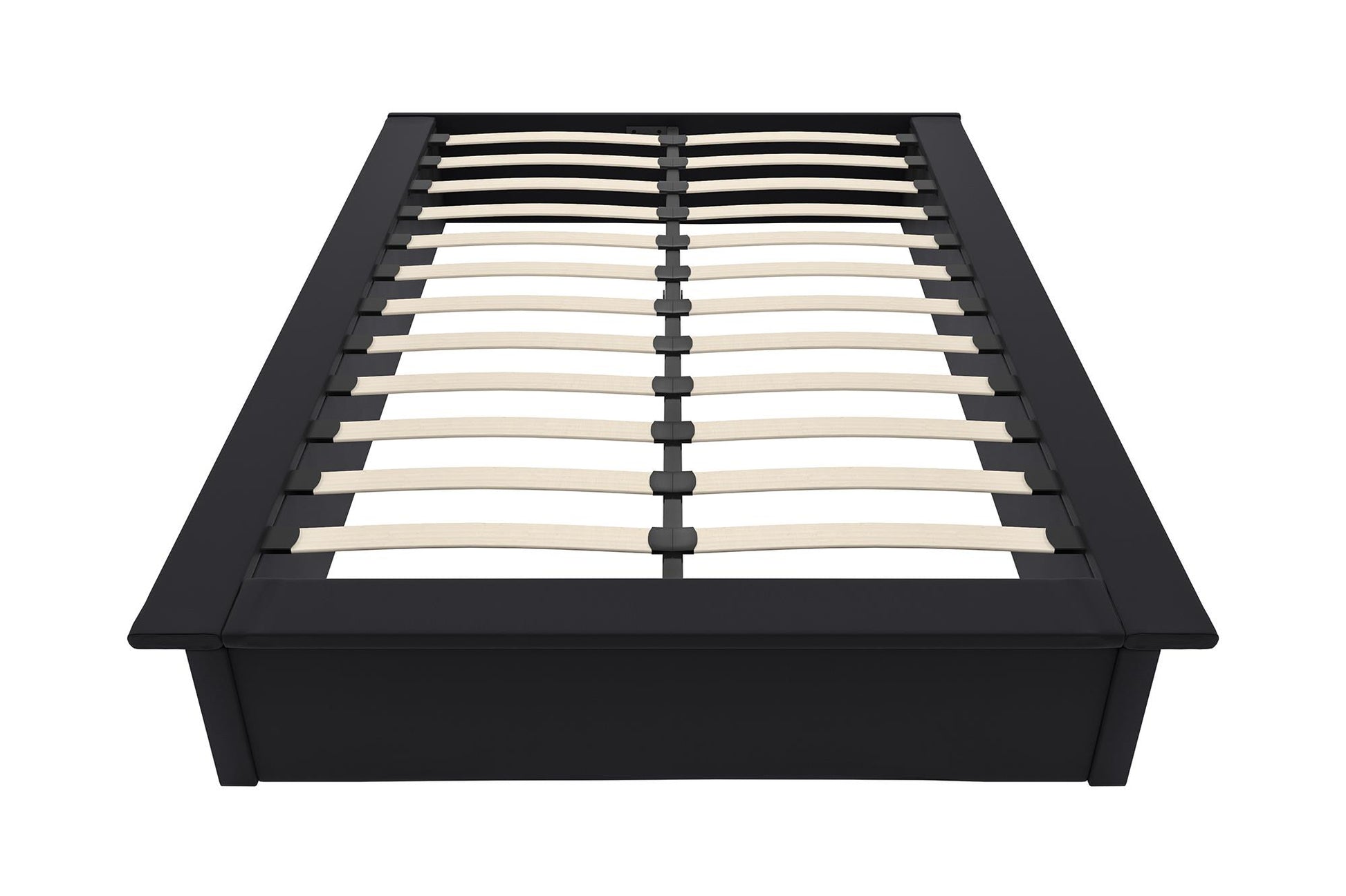 Maven Upholstered Bed with Modern Low Profile Design - Black - Full