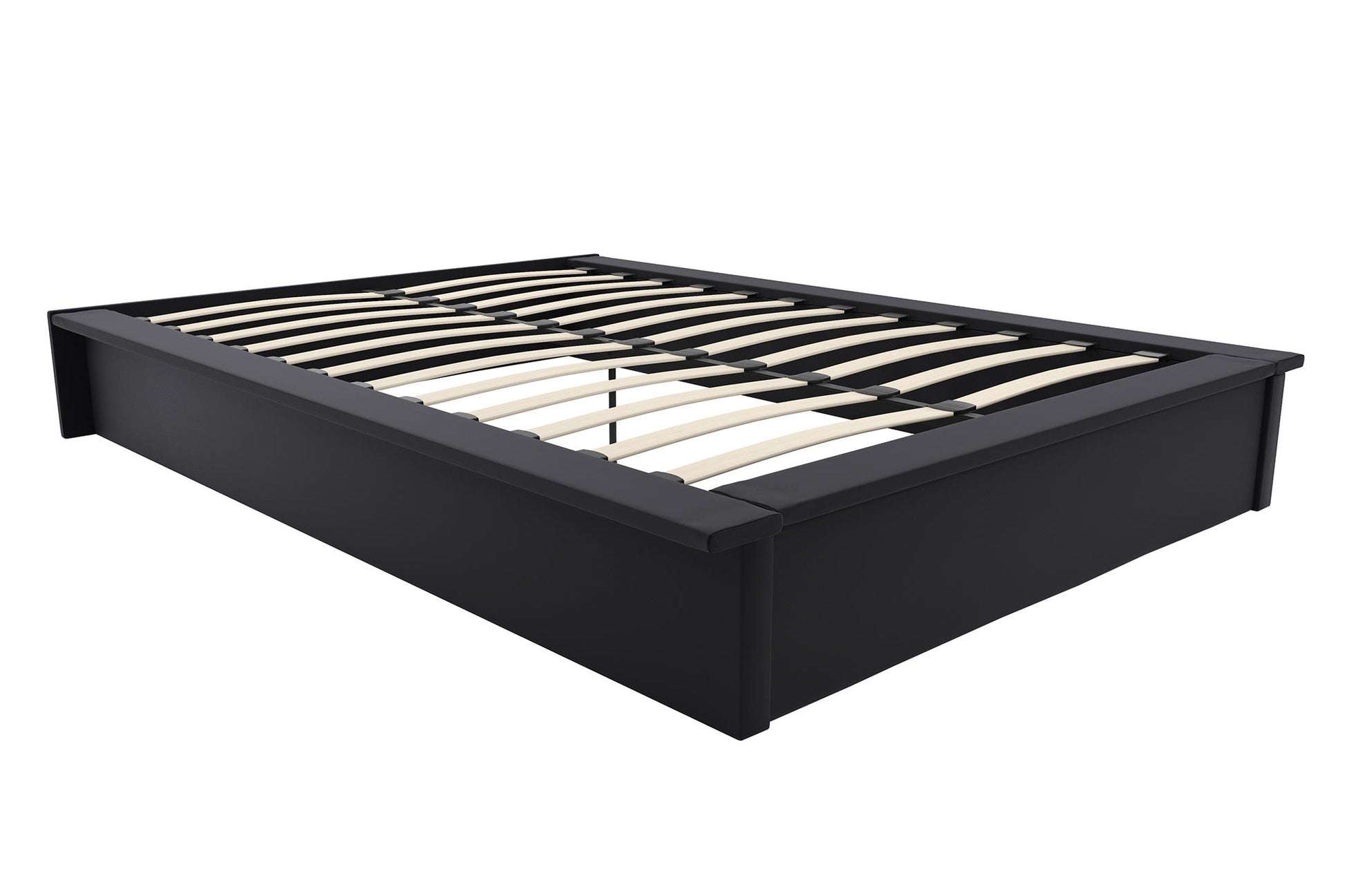Maven Upholstered Bed with Modern Low Profile Design - Black - Queen