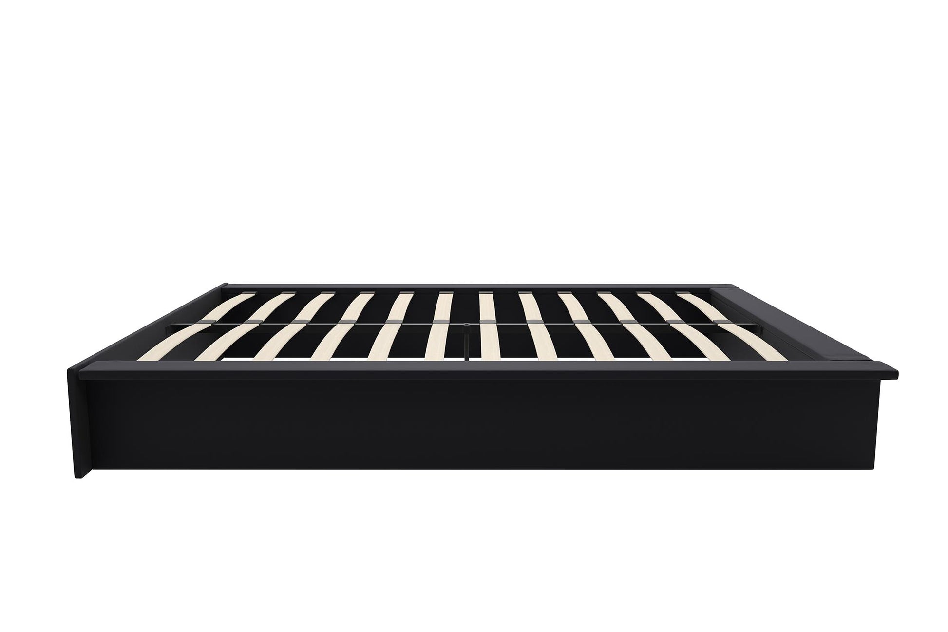 Maven Upholstered Bed with Modern Low Profile Design - Black - Queen