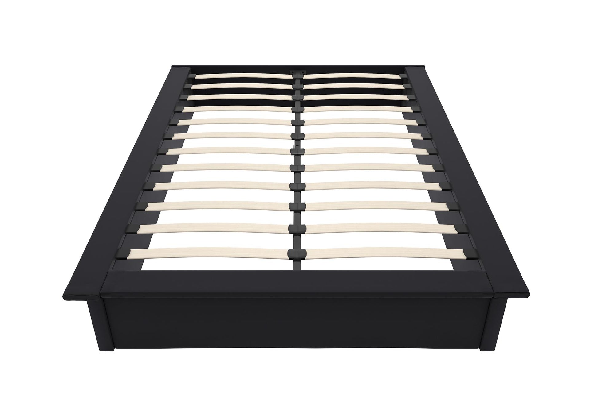 Maven Upholstered Bed with Modern Low Profile Design - Black - Queen