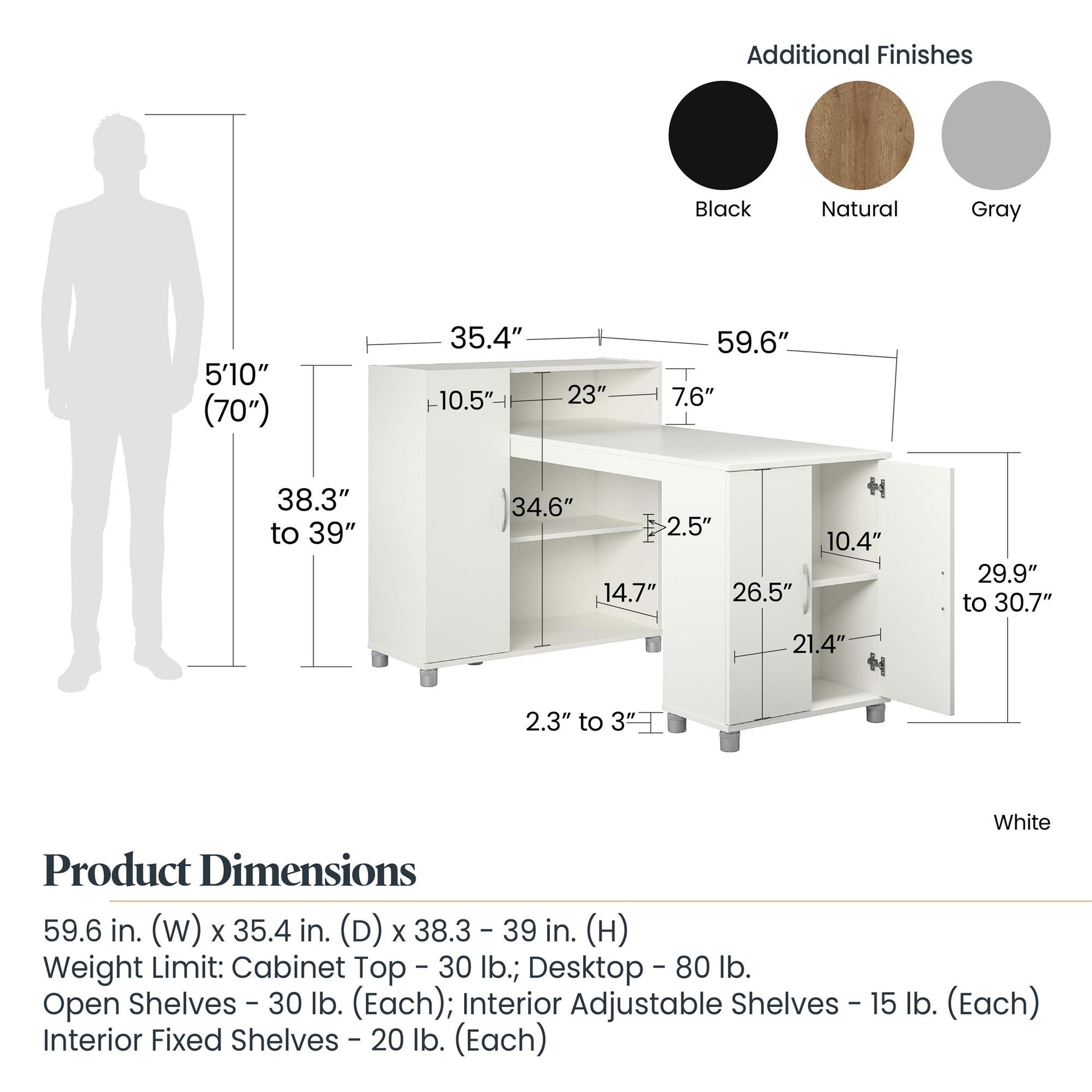 Basin Hobby and Craft Desk with Open Shelving and Storage Cabinet - Dove Gray