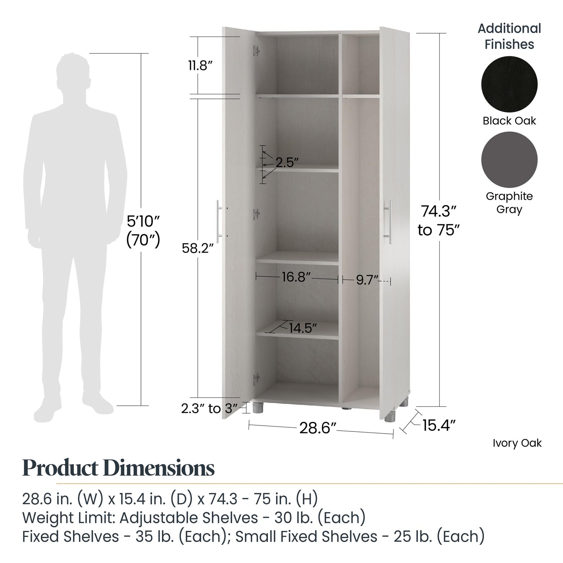 Camberly Tall Asymmetrical Cabinet, Graphite Gray - Graphite Grey