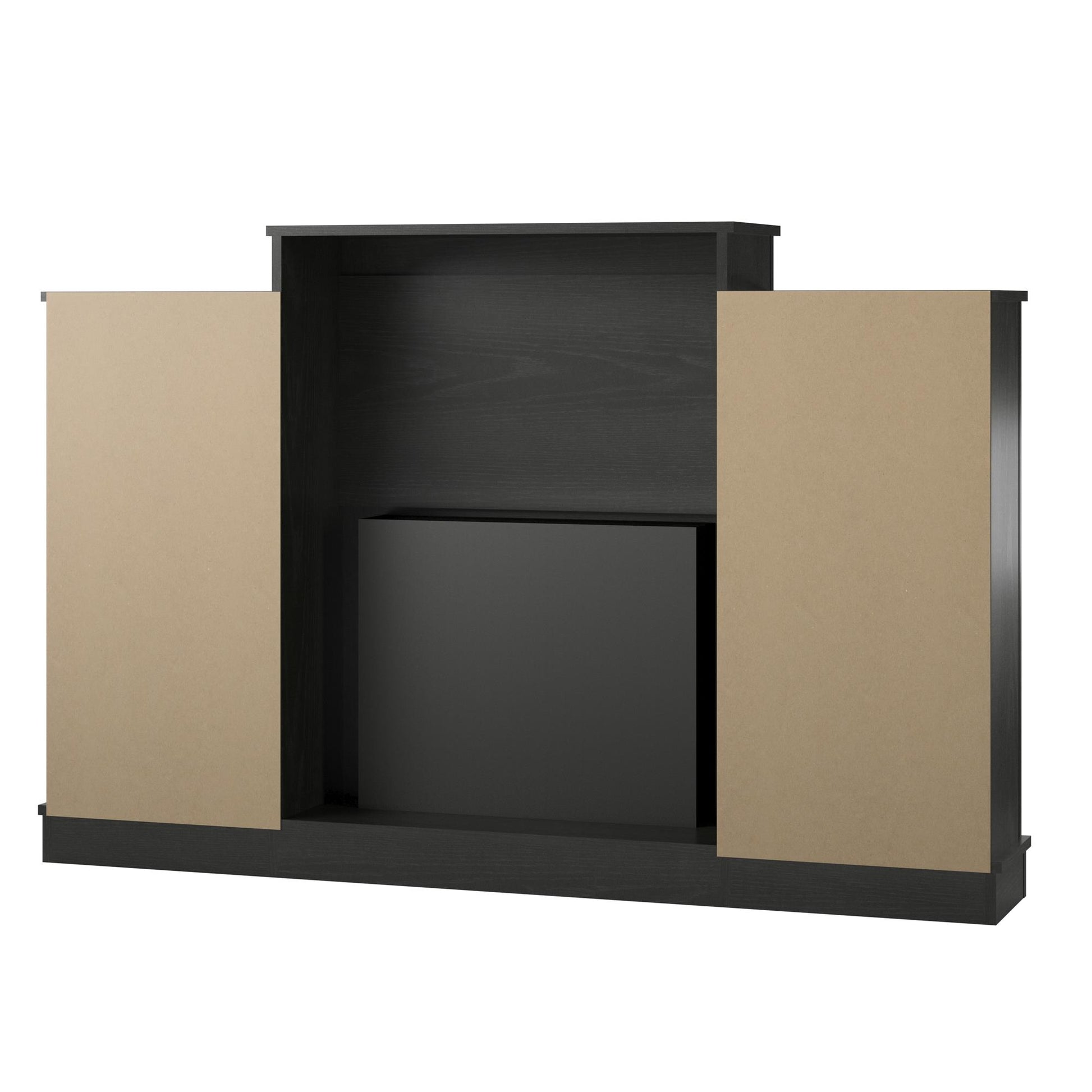 Hawke's Bay Electric Fireplace Mantel with Bookshelves - Black Oak