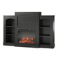 Hawke's Bay Electric Fireplace Mantel with Bookshelves - Black Oak