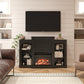Hawke's Bay Electric Fireplace Mantel with Bookshelves - Black Oak