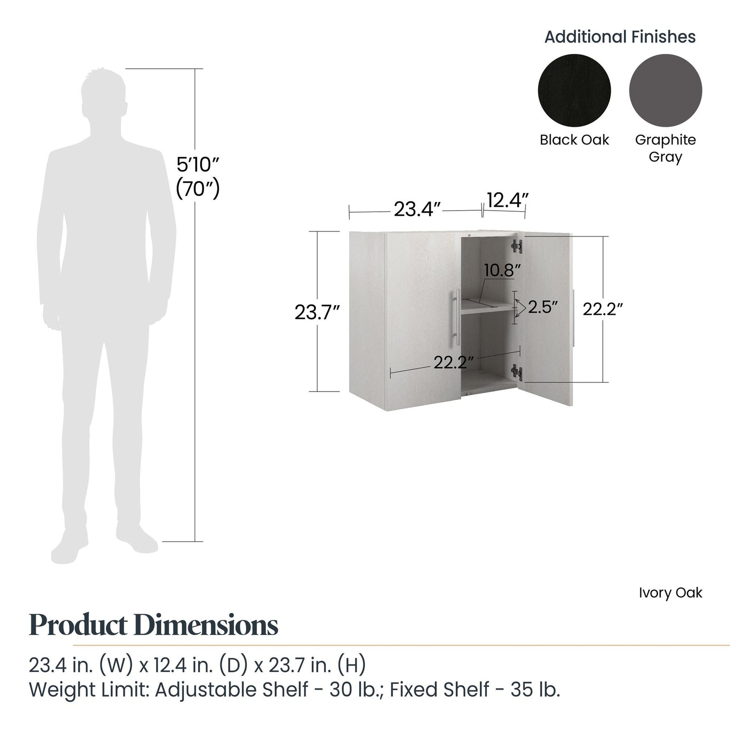 Camberly 24" Wall Cabinet - Graphite Grey