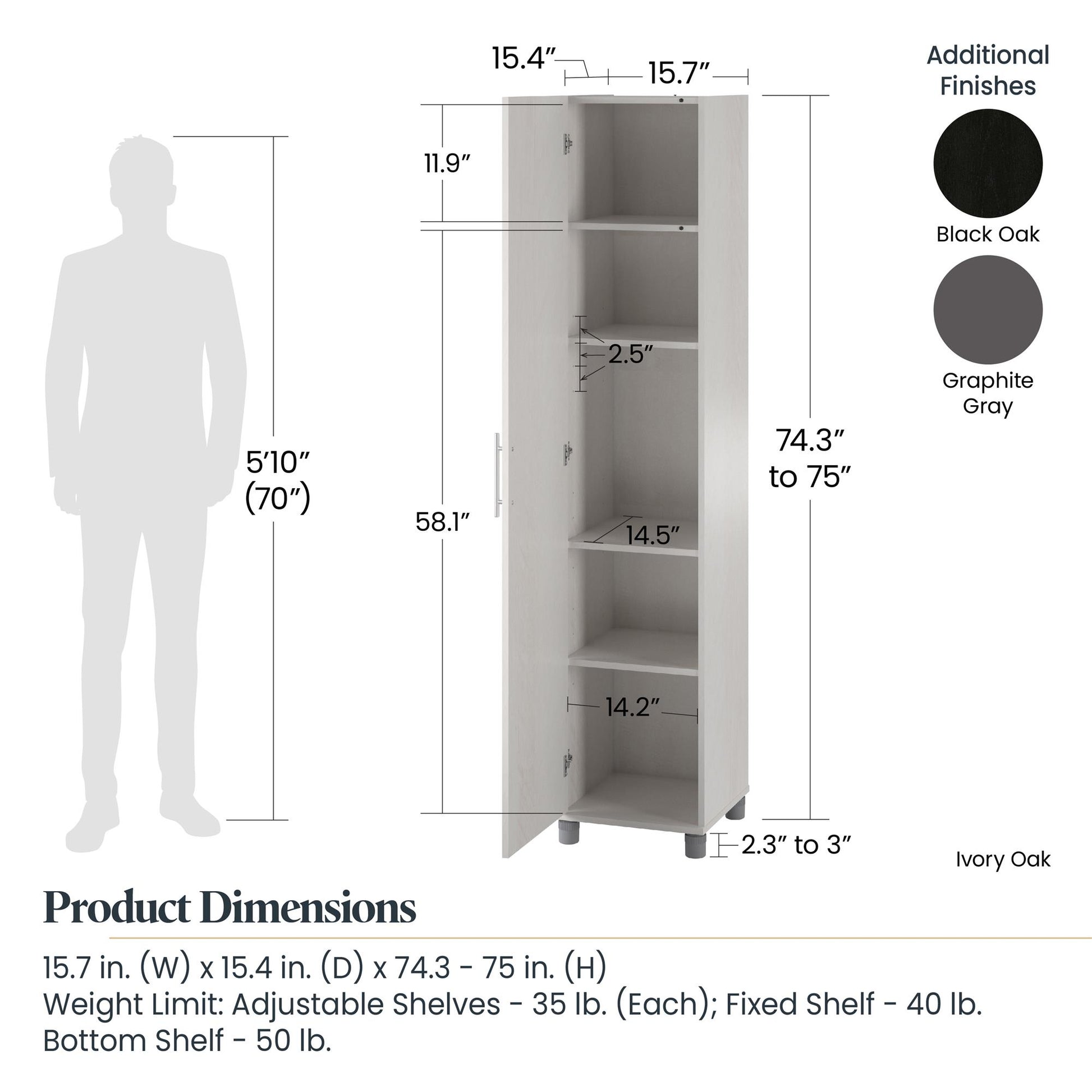 Camberly 16" Utility Storage Cabinet, Black Oak - Black Oak