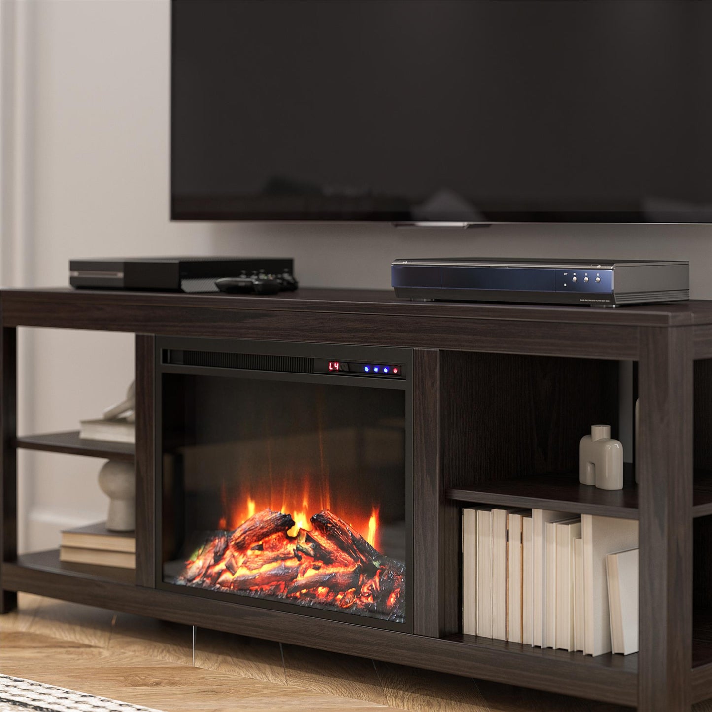 Melville Electric Fireplace Console TV Stand for TVs up to 74" - Espresso