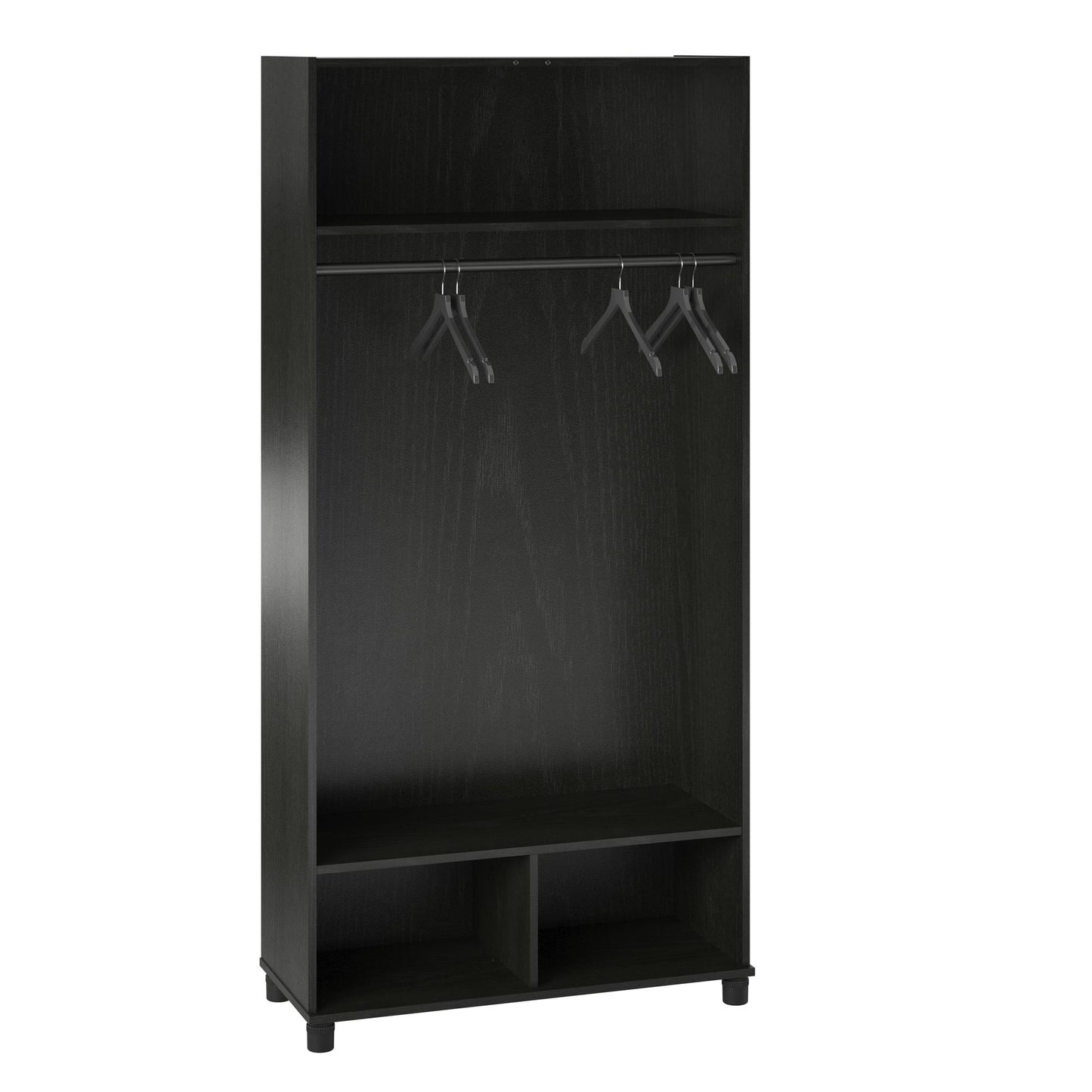 Camberly 36" Wide Mudroom Storage Cabinet with Clothing Rod - Black Oak