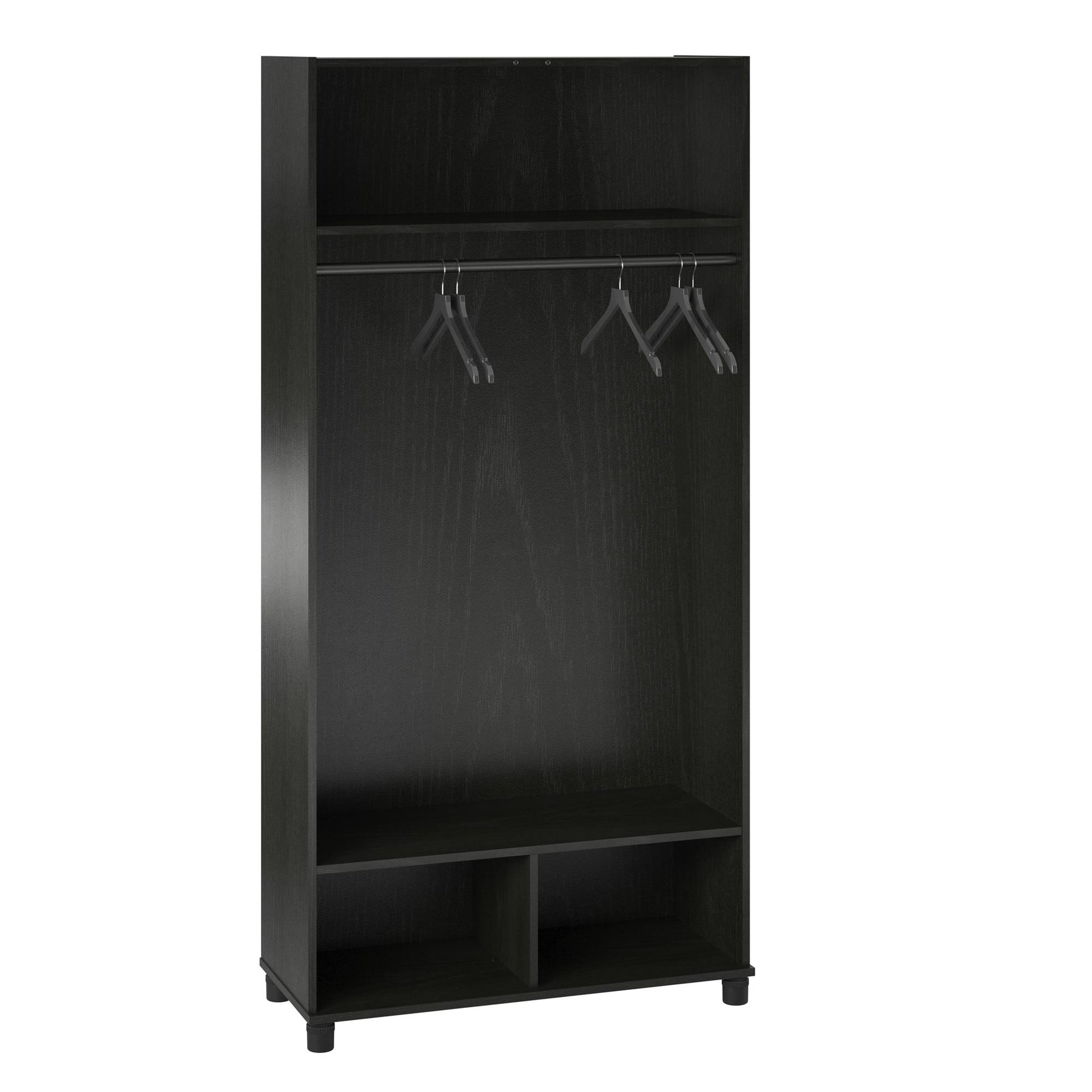 Camberly 36" Wide Mudroom Storage Cabinet with Clothing Rod - Black Oak