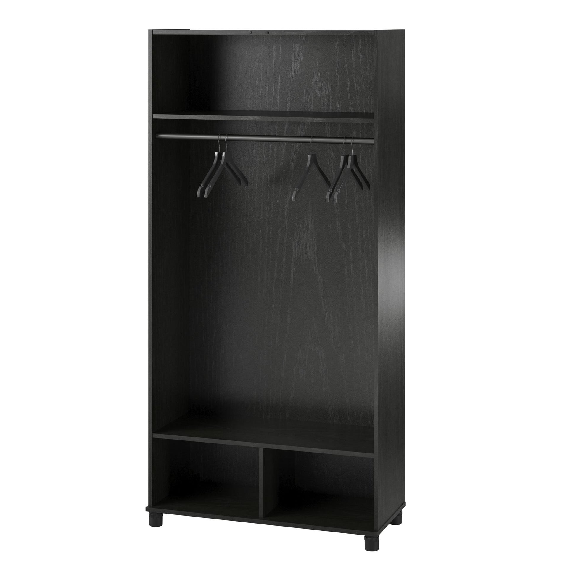 Camberly 36" Wide Mudroom Storage Cabinet with Clothing Rod - Black Oak