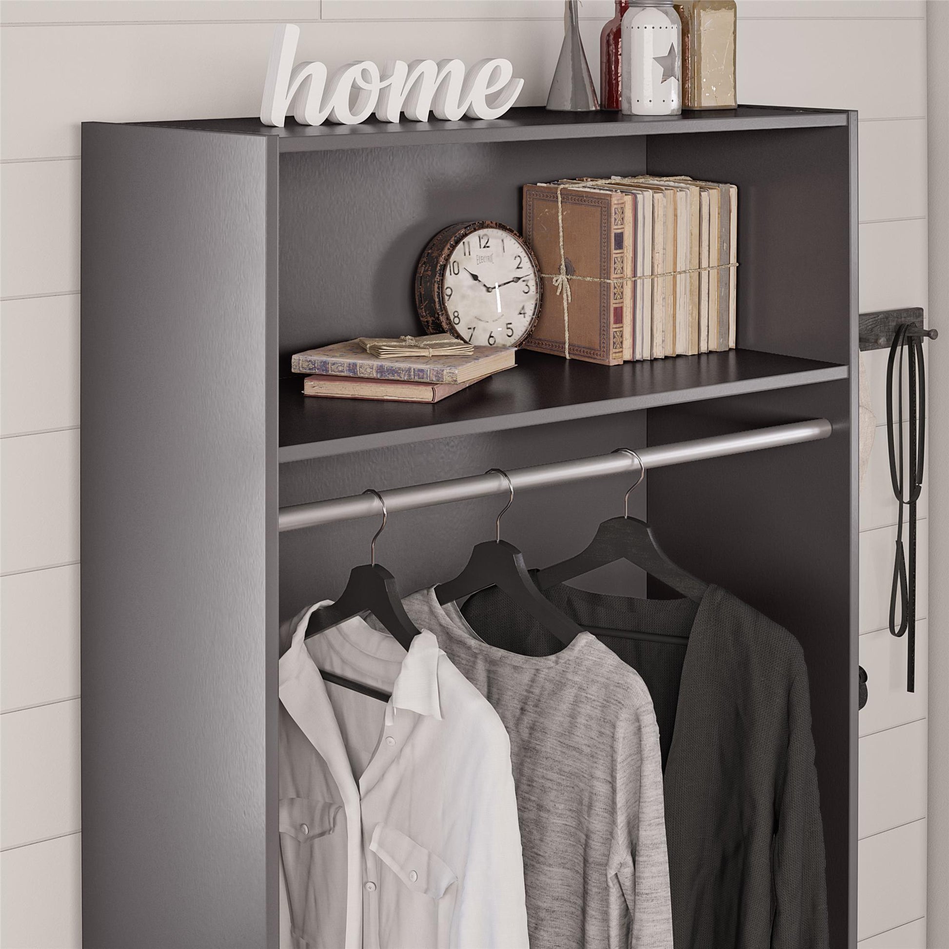 Camberly 36" Wide Mudroom Storage Cabinet with Clothing Rod - Graphite Grey