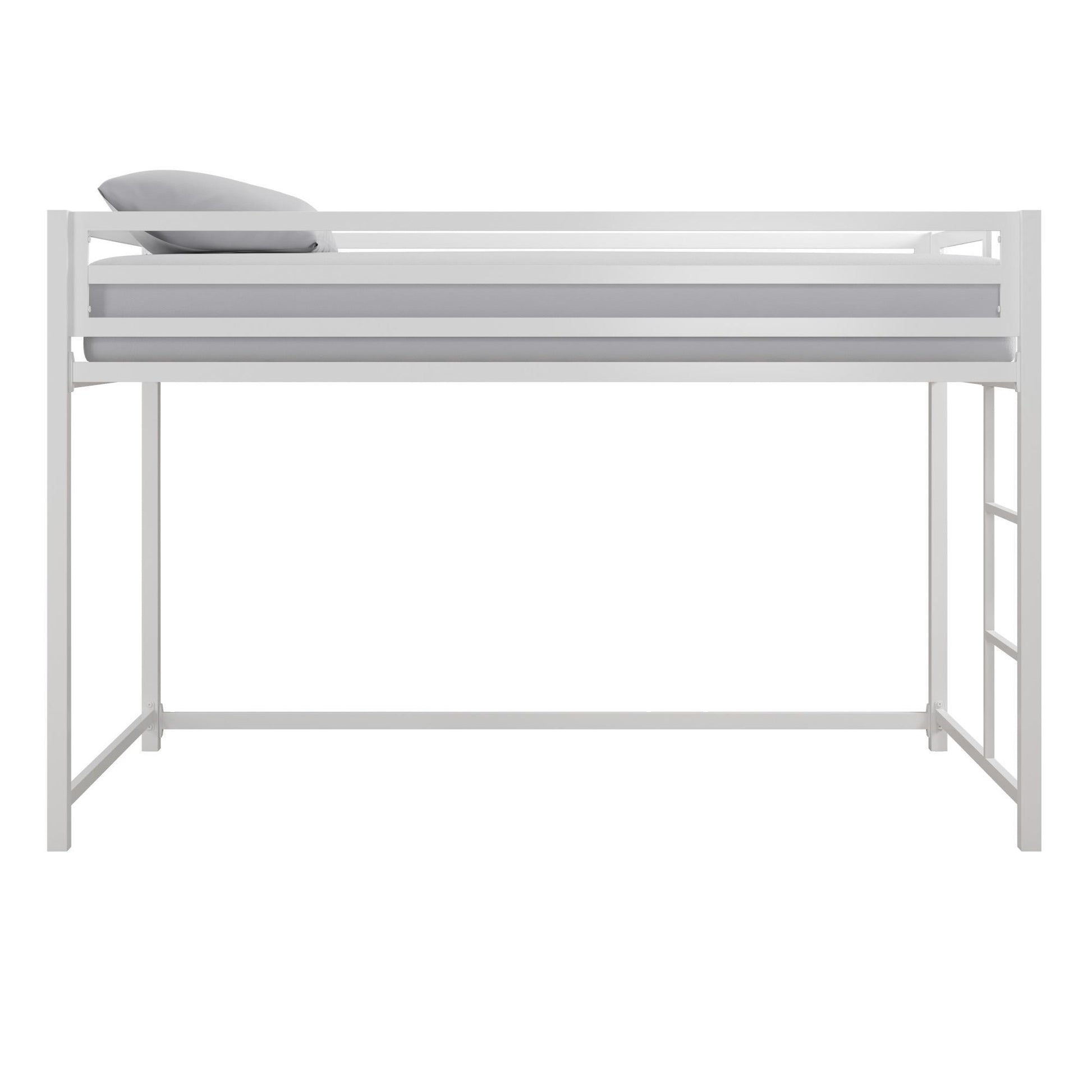 Miles Metal Junior Twin Loft Bed with Integrated Ladder - White - Twin