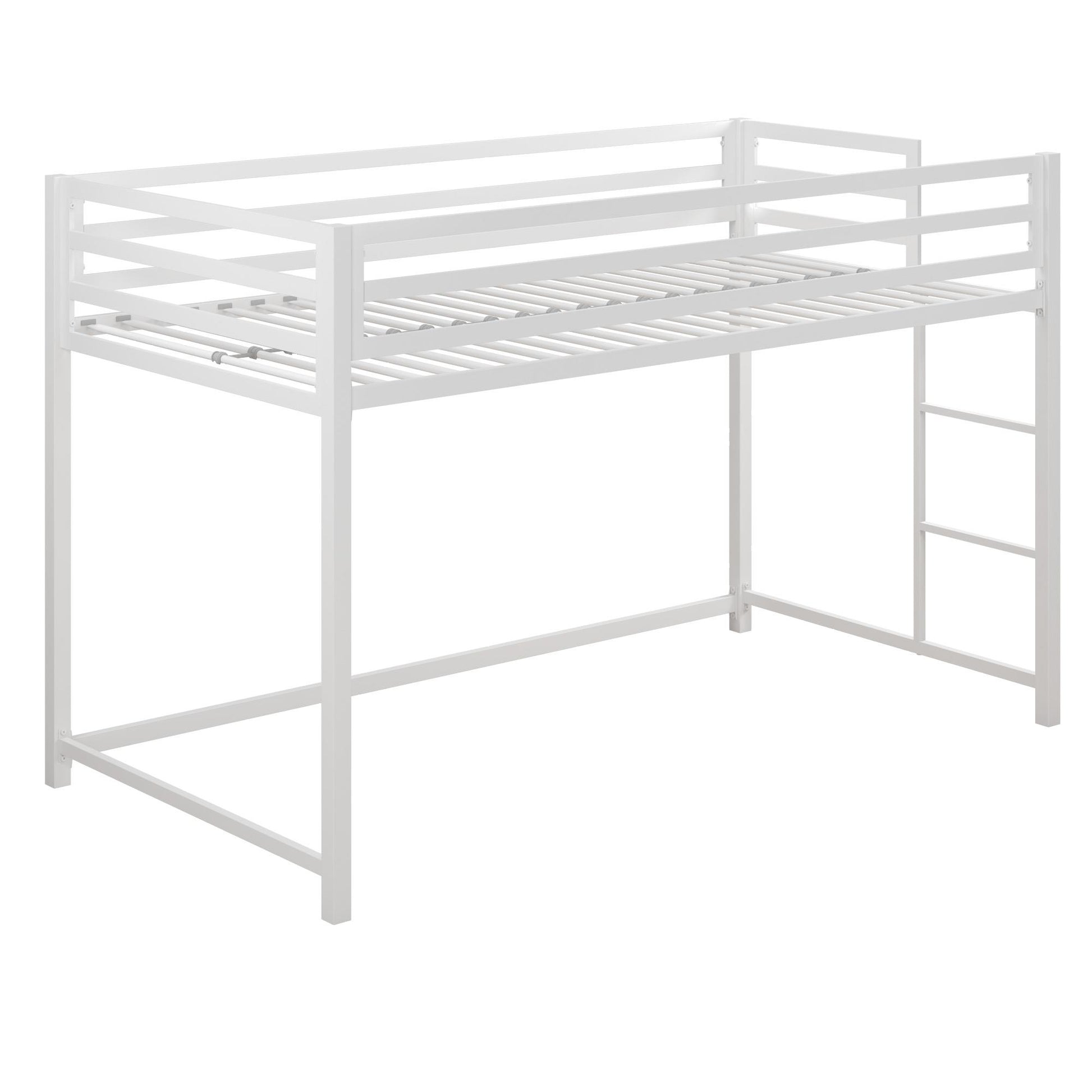 Miles Metal Junior Twin Loft Bed with Integrated Ladder - White - Twin