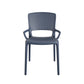 Outdoor/Indoor Stacking Resin Chair with Square Back and Arms, Set of 2 - Navy - 2-Pack