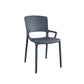 Outdoor/Indoor Stacking Resin Chair with Square Back and Arms, Set of 2 - Navy - 2-Pack
