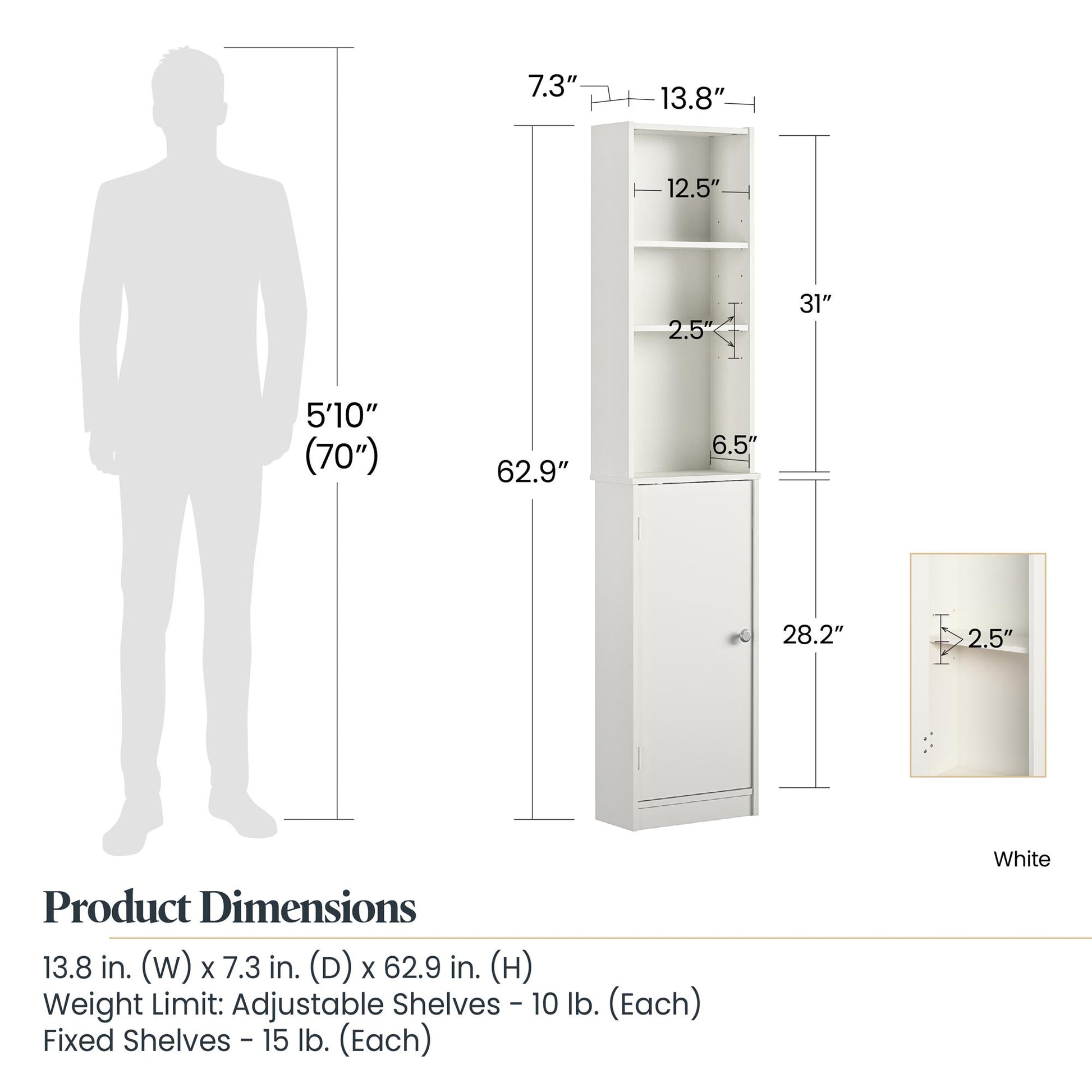 Basin 14 Inch Linen Storage Tower  - White