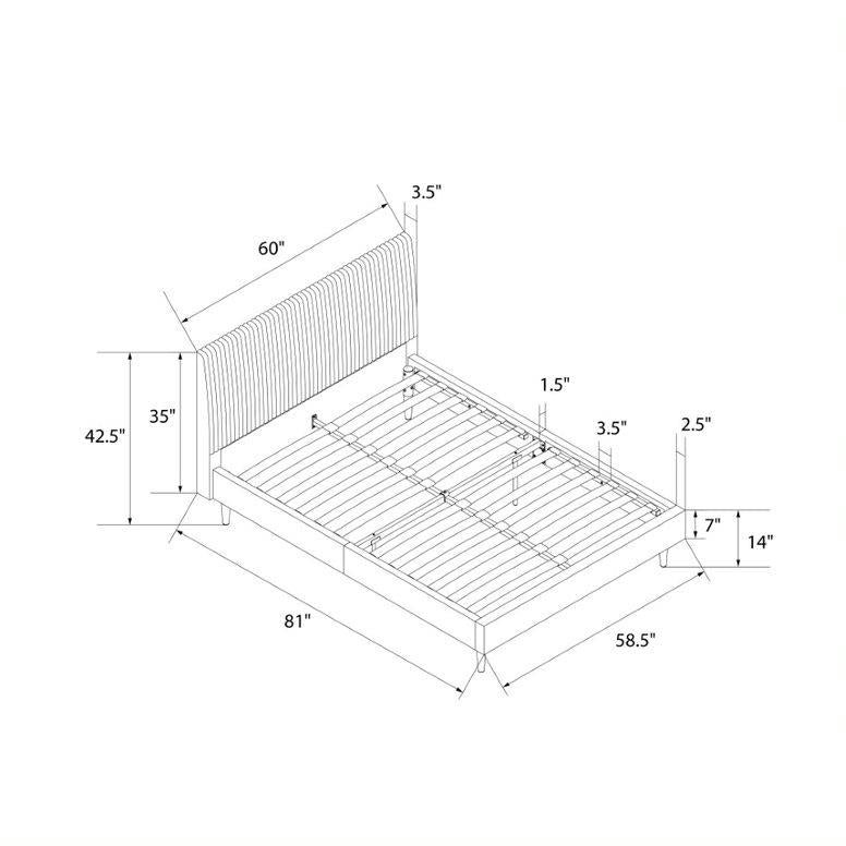 Daphne Upholstered Bed - Ivory - Full