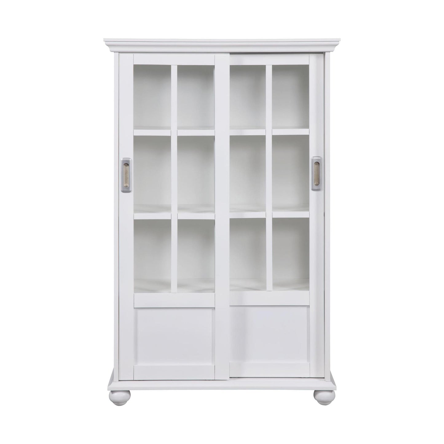Aaron Lane Tall Bookcase with 2 Sliding Glass Doors - White