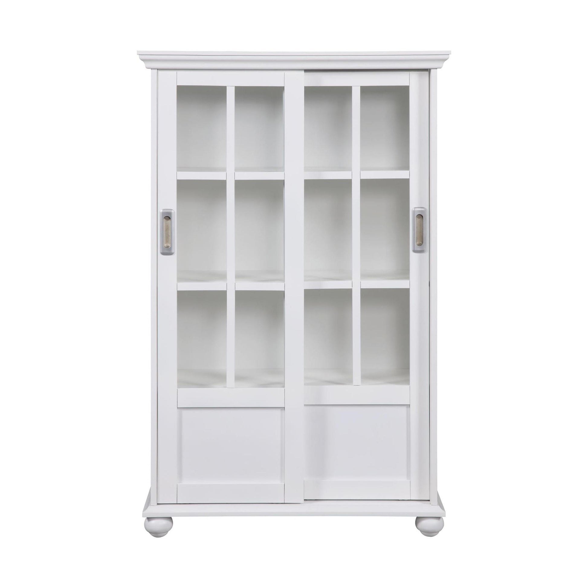 Aaron Lane Tall Bookcase with 2 Sliding Glass Doors - White