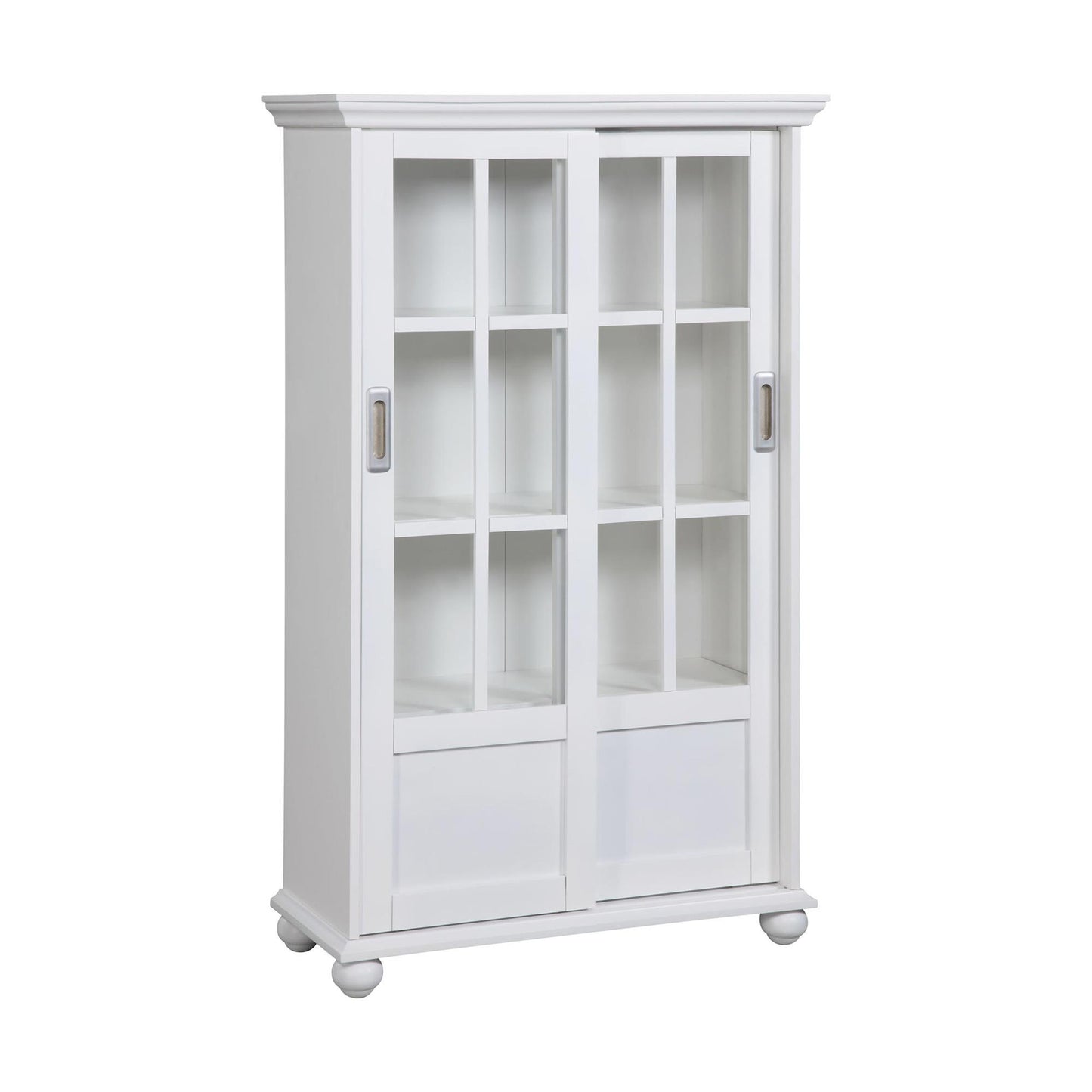 Aaron Lane Tall Bookcase with 2 Sliding Glass Doors - White