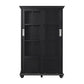 Aaron Lane Tall Bookcase with 2 Sliding Glass Doors - Black