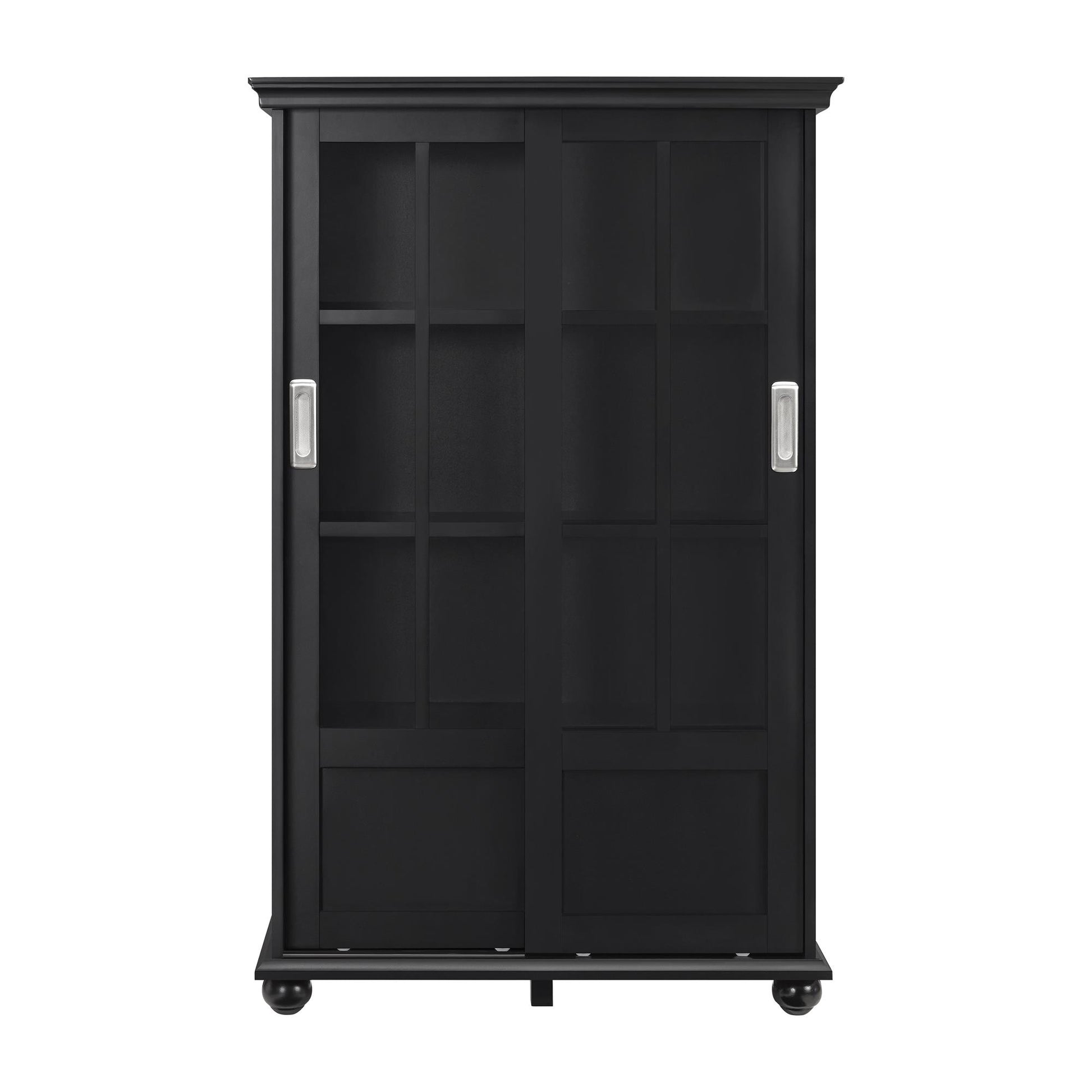 Aaron Lane Tall Bookcase with 2 Sliding Glass Doors - Black