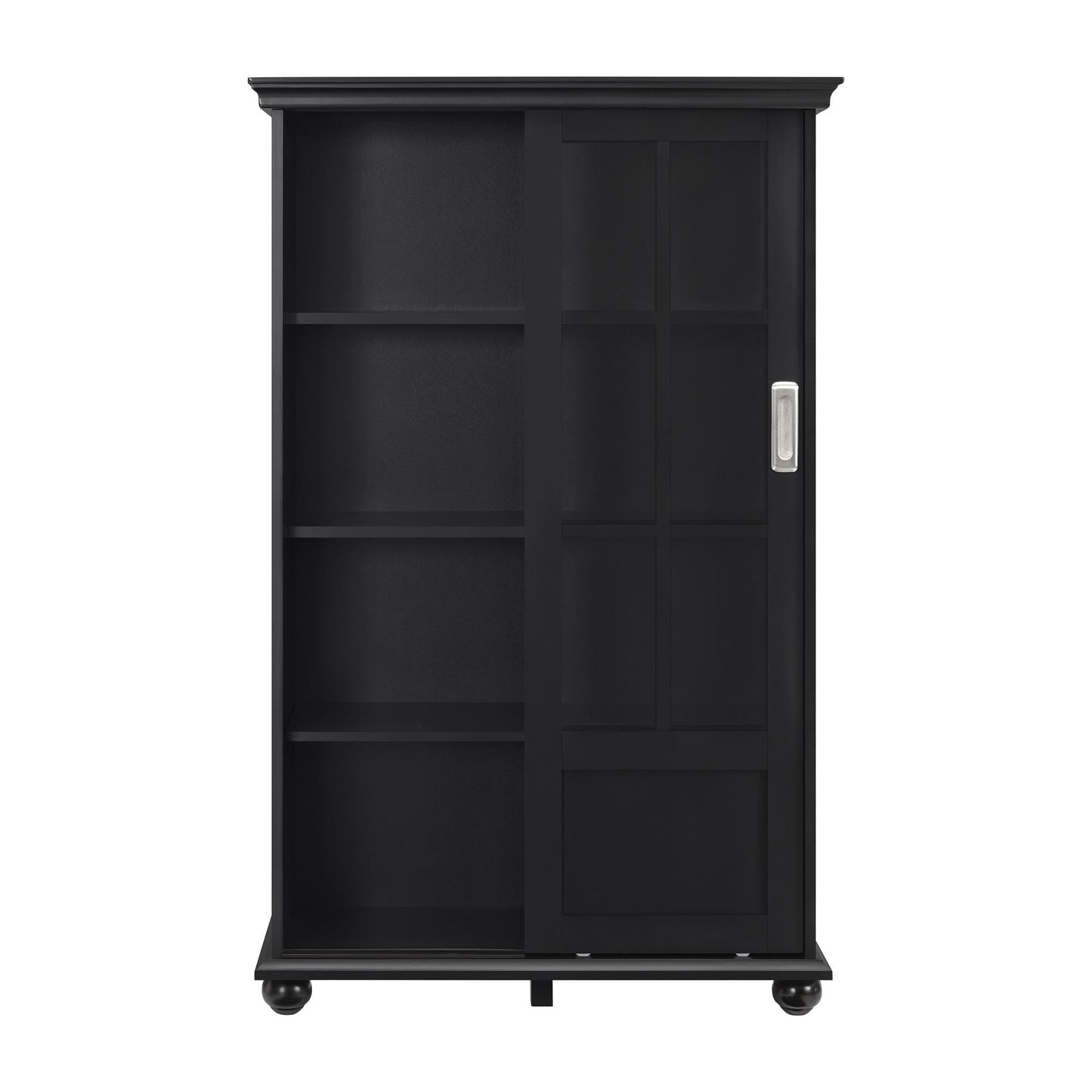 Aaron Lane Tall Bookcase with 2 Sliding Glass Doors - Black