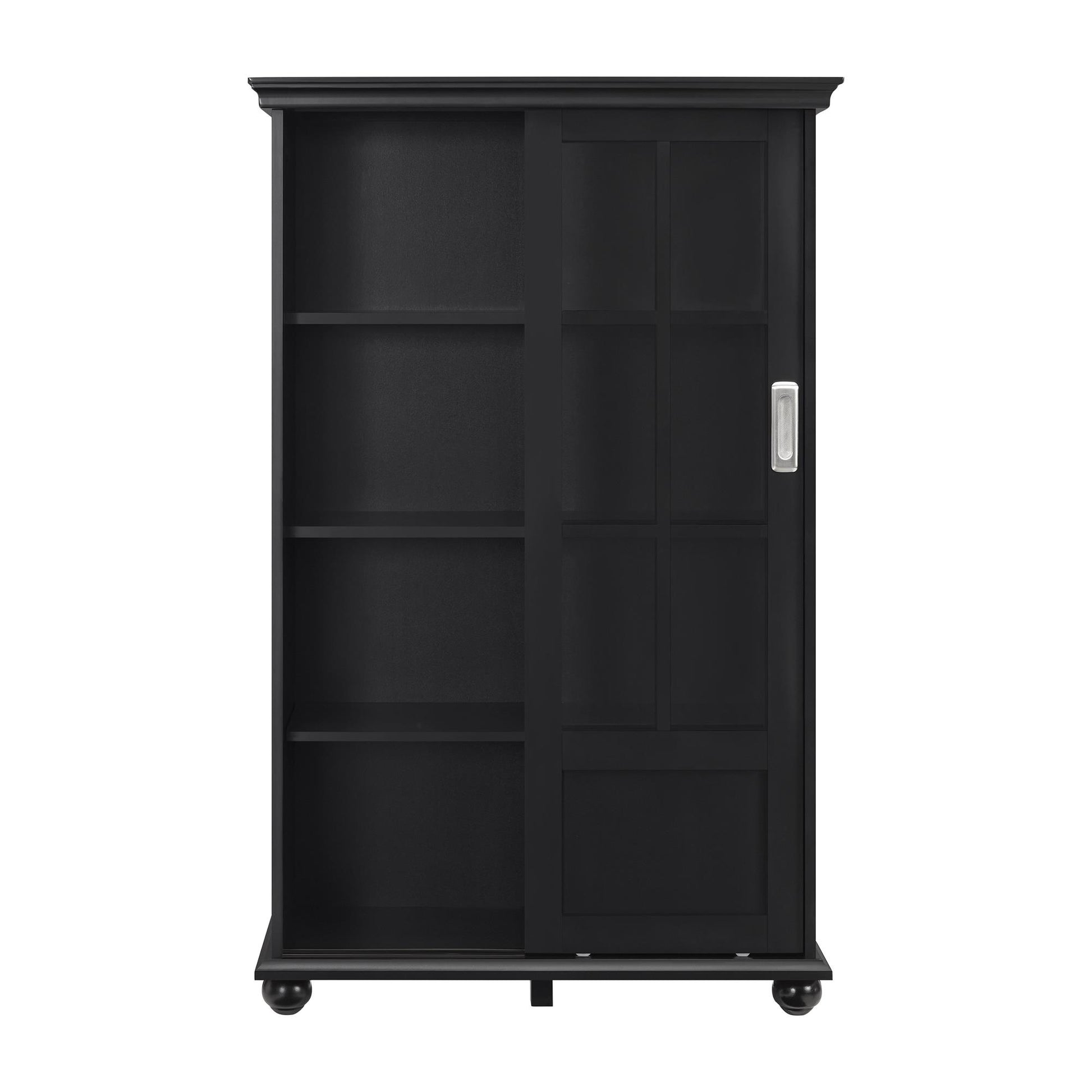 Aaron Lane Tall Bookcase with 2 Sliding Glass Doors - Black