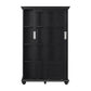 Aaron Lane Tall Bookcase with 2 Sliding Glass Doors - Black