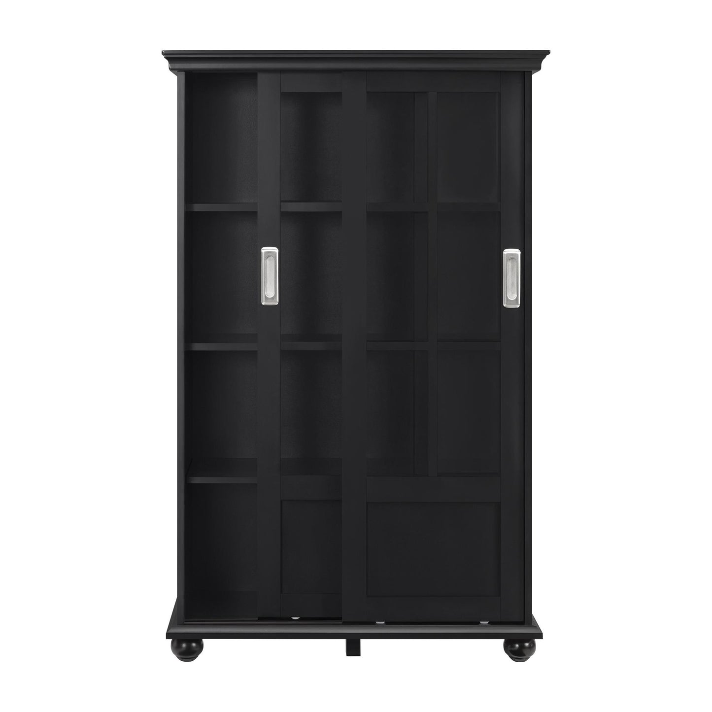 Aaron Lane Tall Bookcase with 2 Sliding Glass Doors - Black