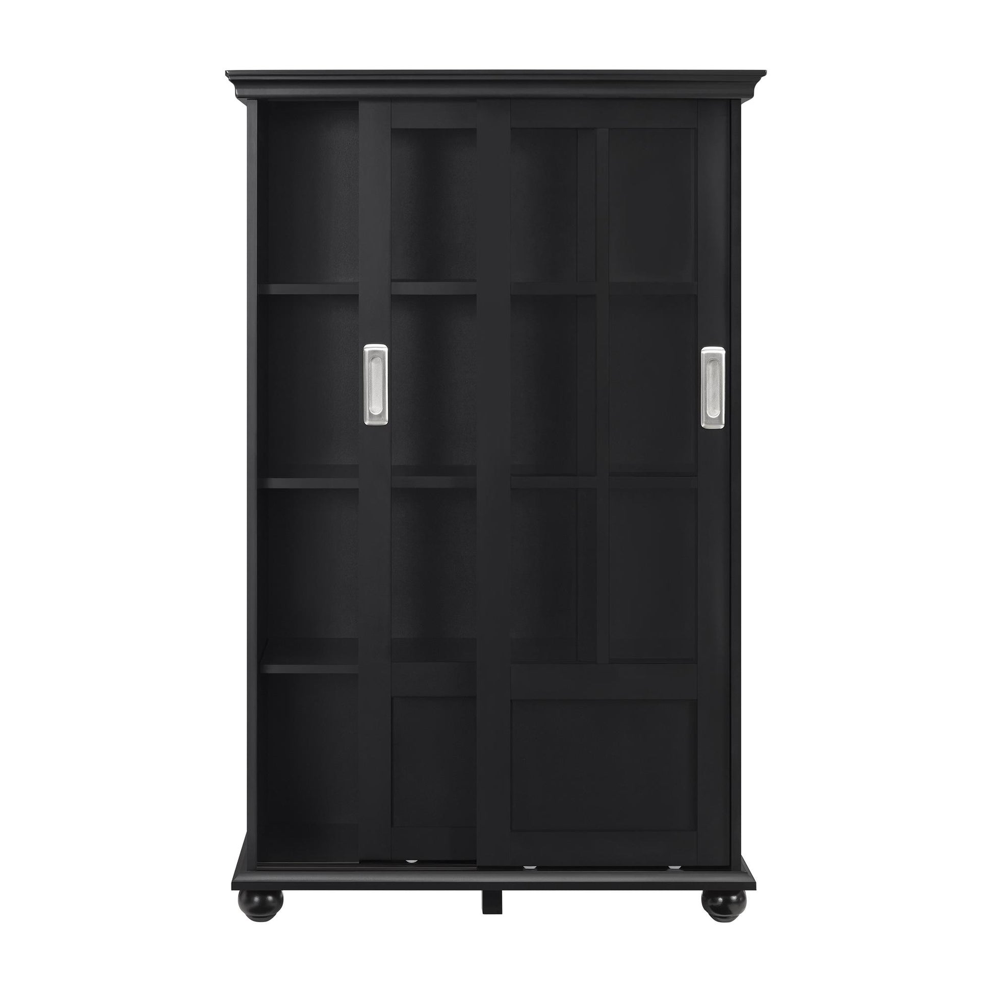 Aaron Lane Tall Bookcase with 2 Sliding Glass Doors - Black