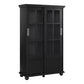 Aaron Lane Tall Bookcase with 2 Sliding Glass Doors - Black