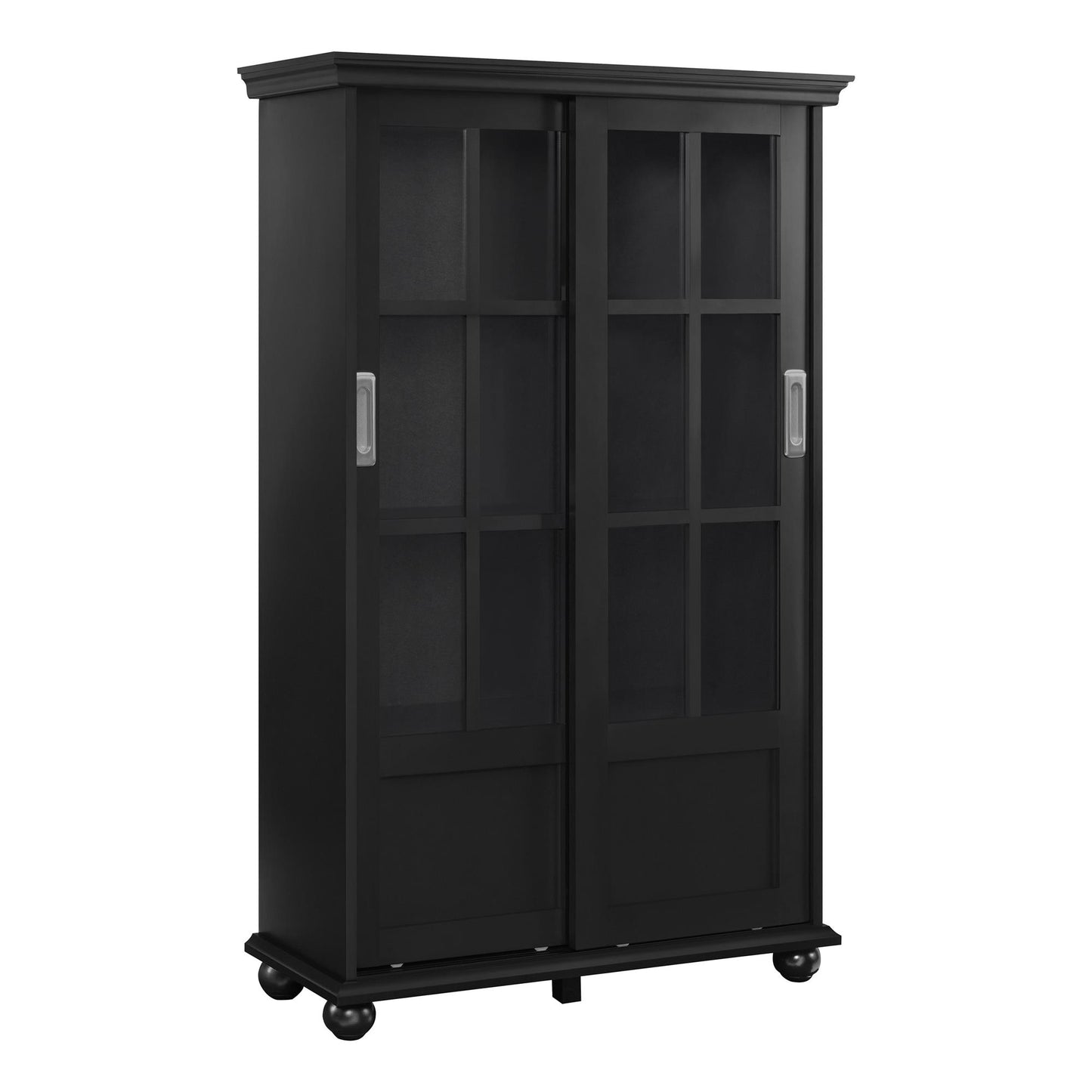 Aaron Lane Tall Bookcase with 2 Sliding Glass Doors - Black