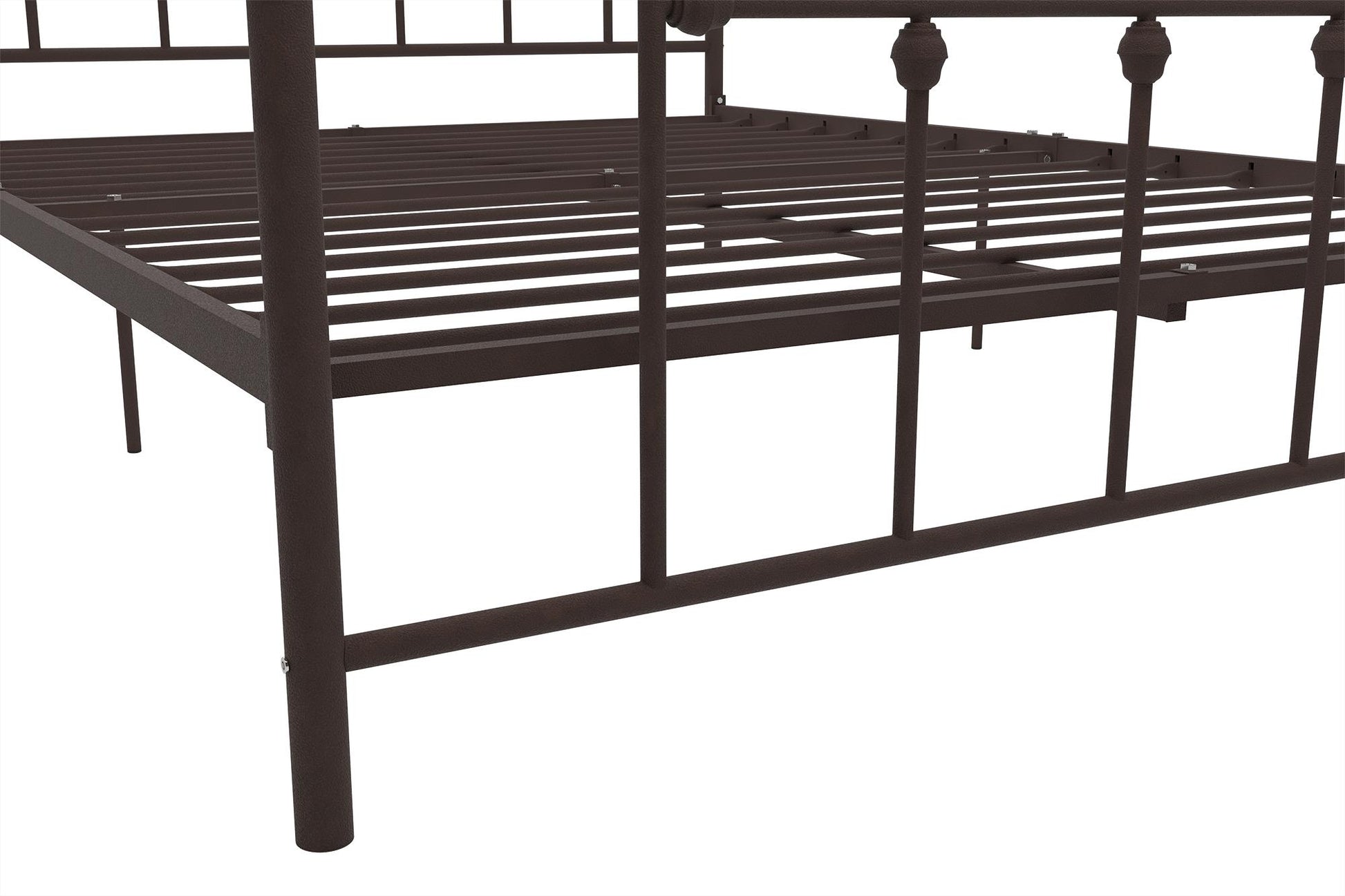 Manila White Metal Bed with Sturdy Metal Frame and Slats - Bronze - Queen