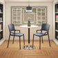 Outdoor/Indoor Stacking Resin Chair with Square Back and Arms, Set of 2 - Navy - 2-Pack