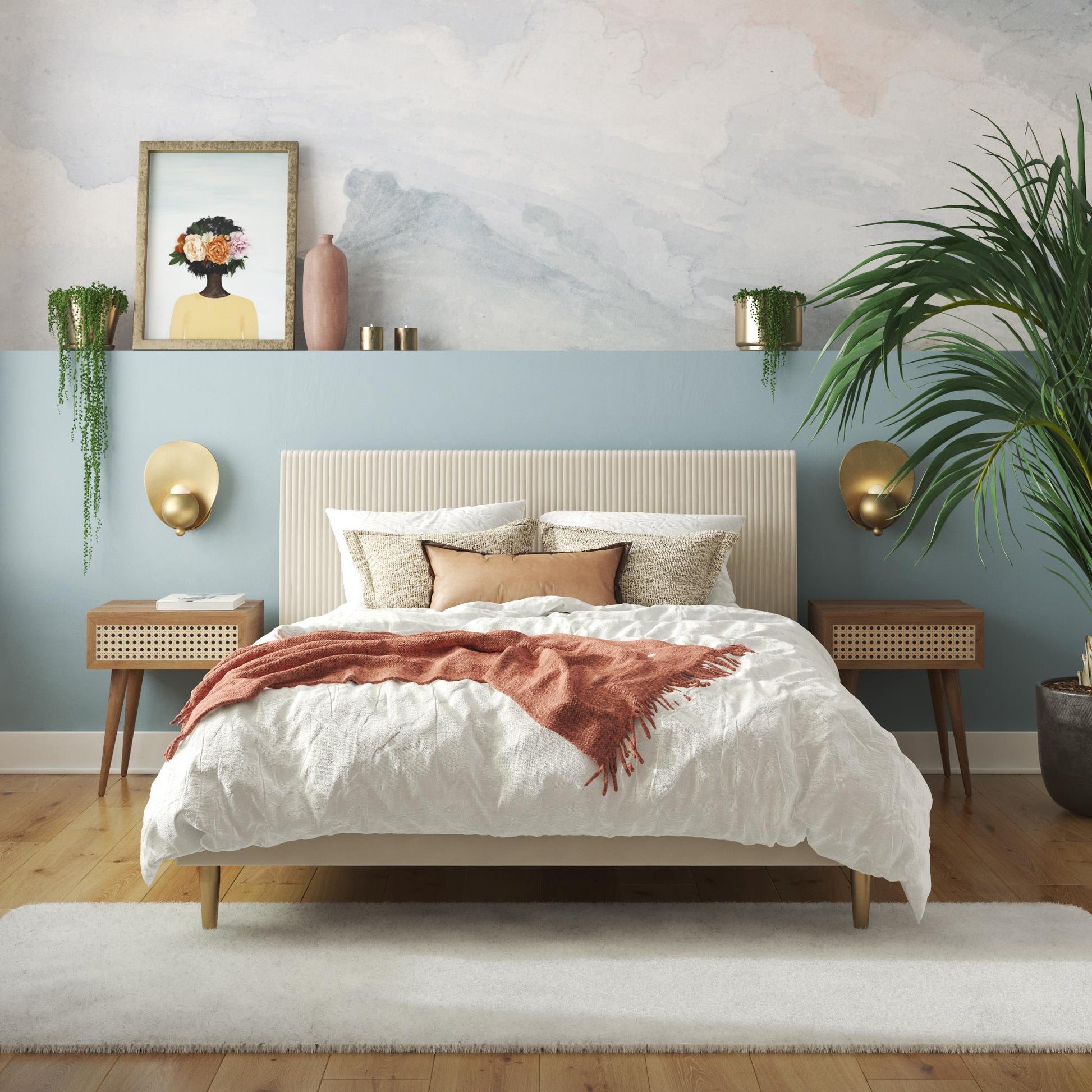 Daphne Upholstered Bed - Ivory - Full