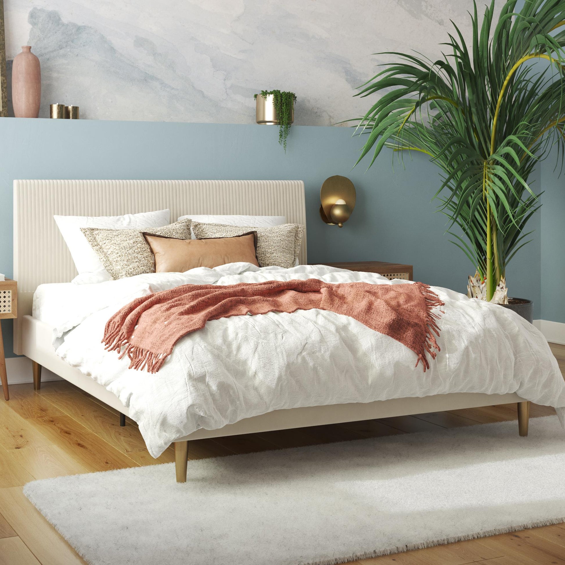 Daphne Upholstered Bed - Ivory - Full