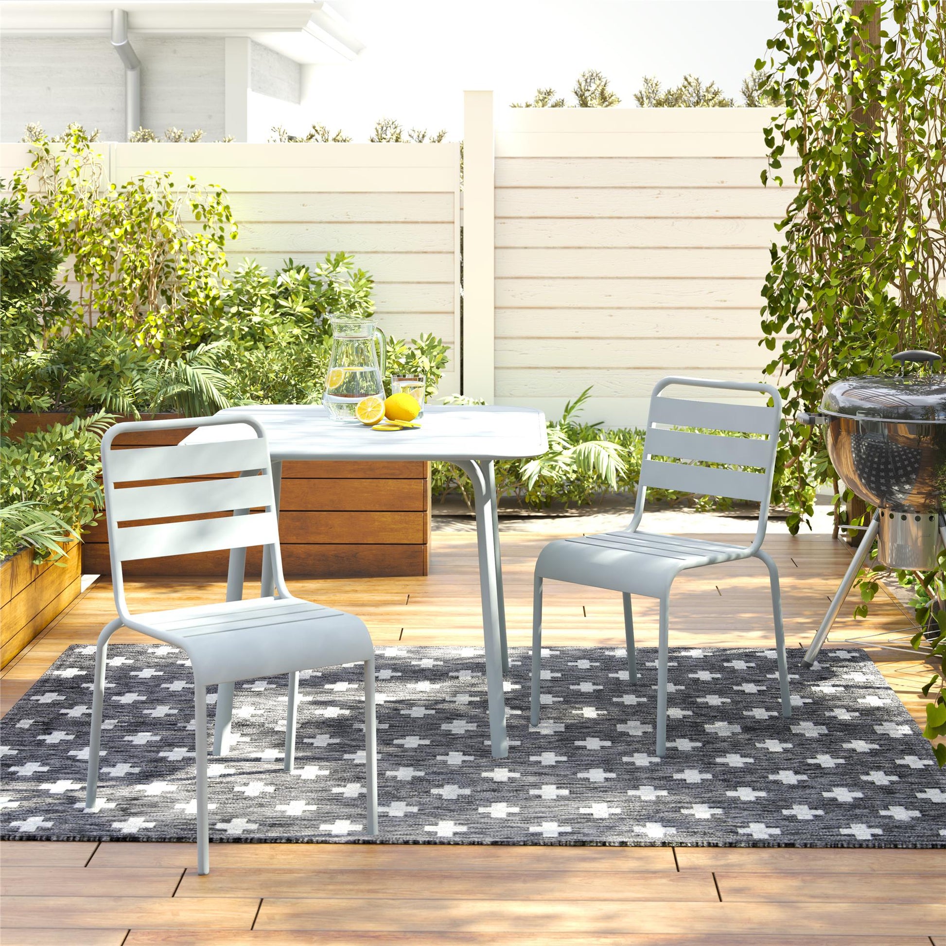 Poolside Gossip June Outdoor/Indoor Stacking Dining Chairs, Set of 2 - Light Gray - 2-Pack